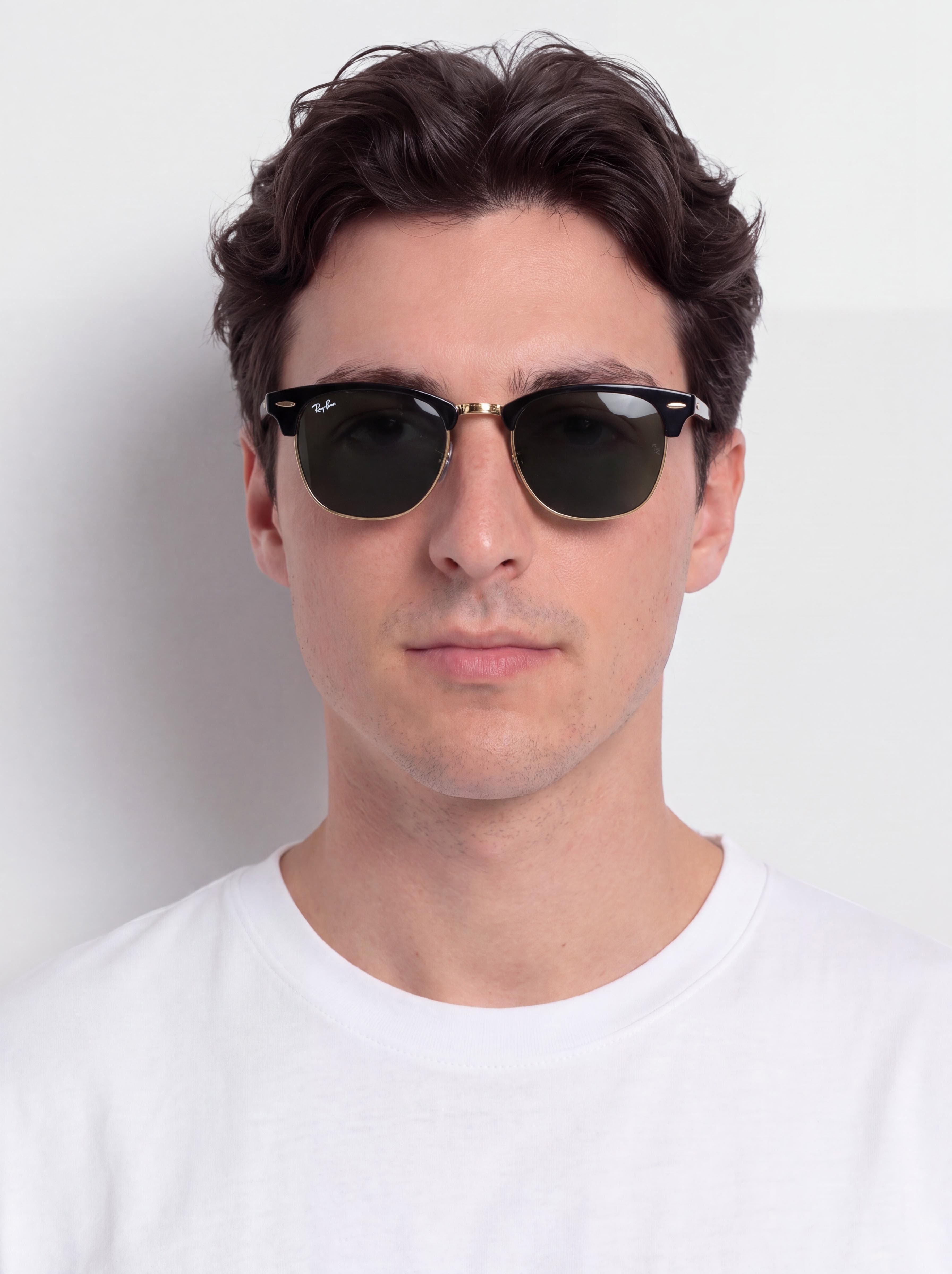 Slneu010dnu00e9 okuliare Ray-Ban Clubmaster Classic (polerowany czarno-zu0142ote/zielone g-15)