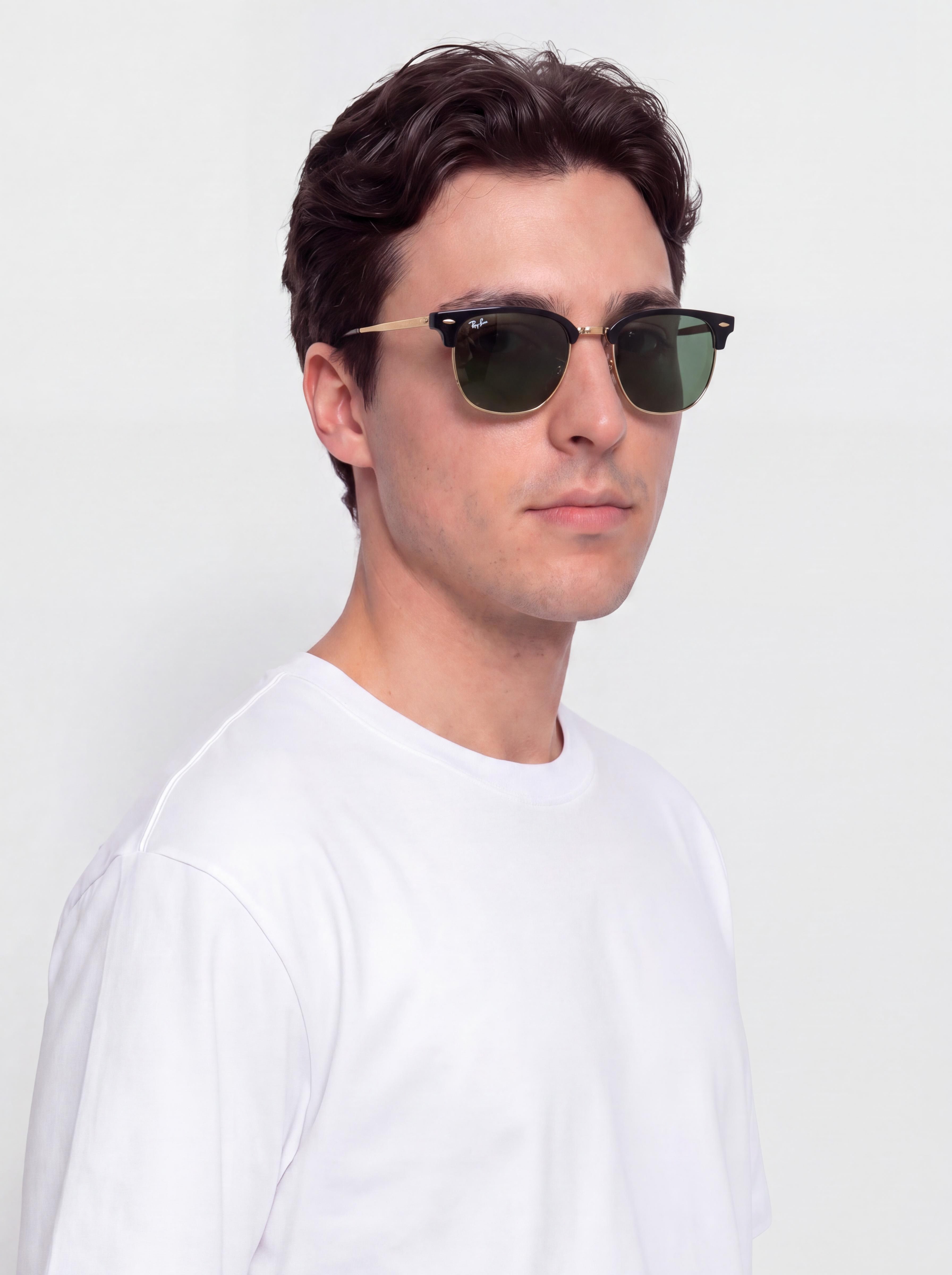 Slnečné okuliare Ray-Ban New Clubmaster (polerowany czarno-złote/zielony)