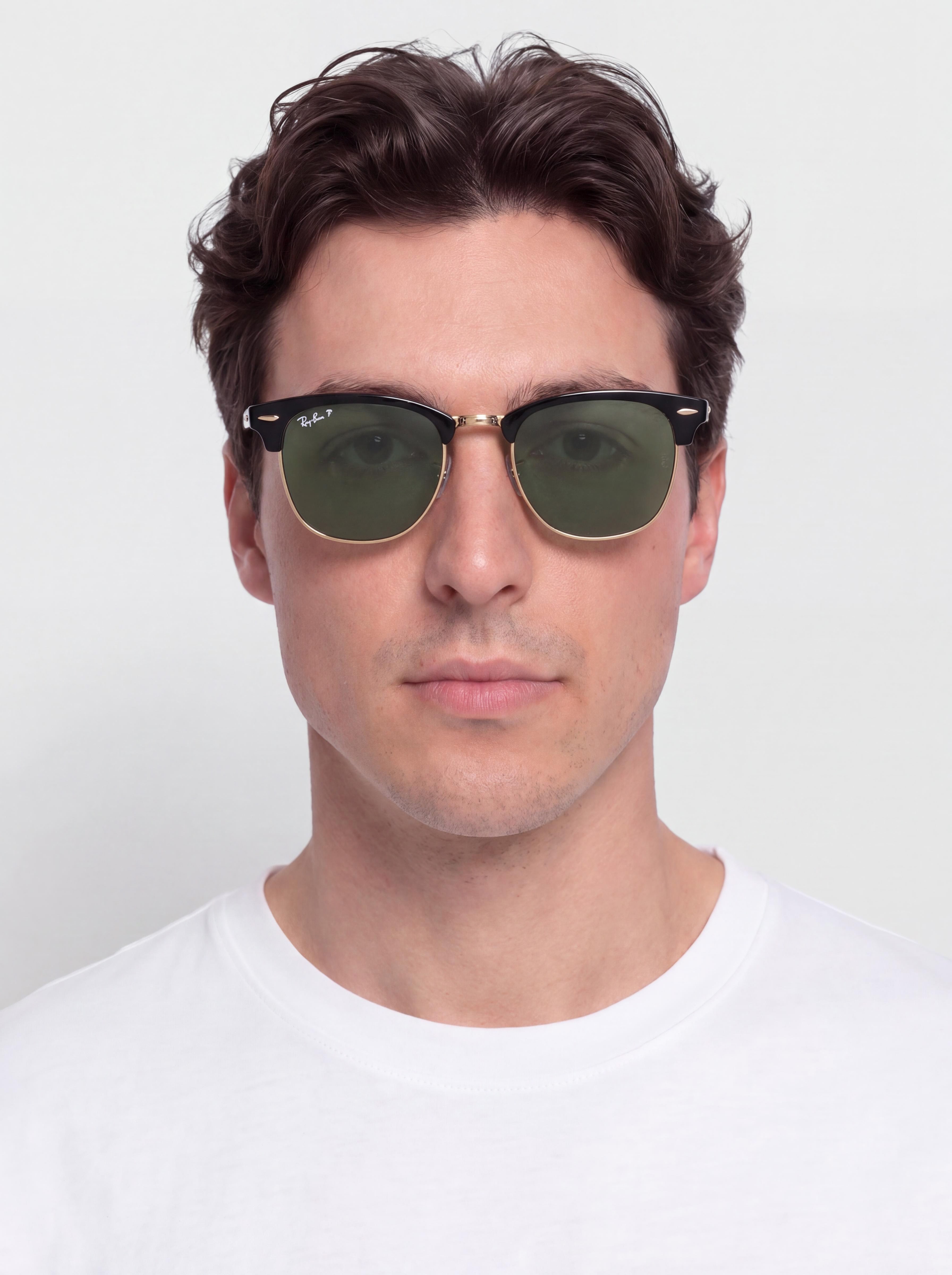 Slnečné okuliare Ray-Ban Clubmaster Classic (polerowany czarny i złoty/zielony g-15 polaryzowany)
