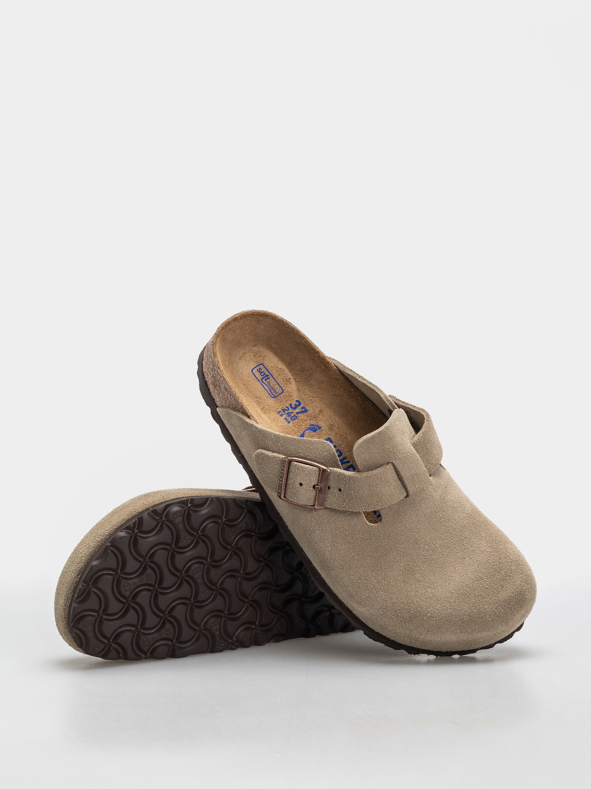 Šľapky Birkenstock Boston Soft Footbed Suede Leather Narrow (taupe)