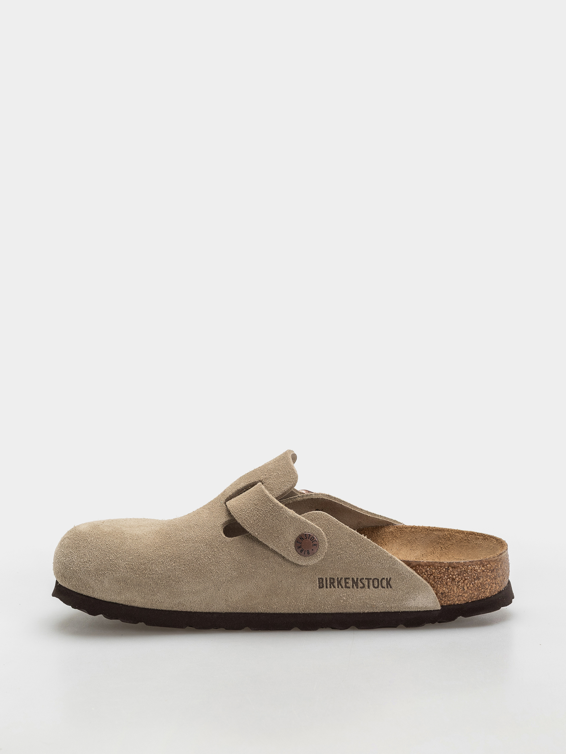 Šľapky Birkenstock Boston Soft Footbed Suede Leather Narrow (taupe)