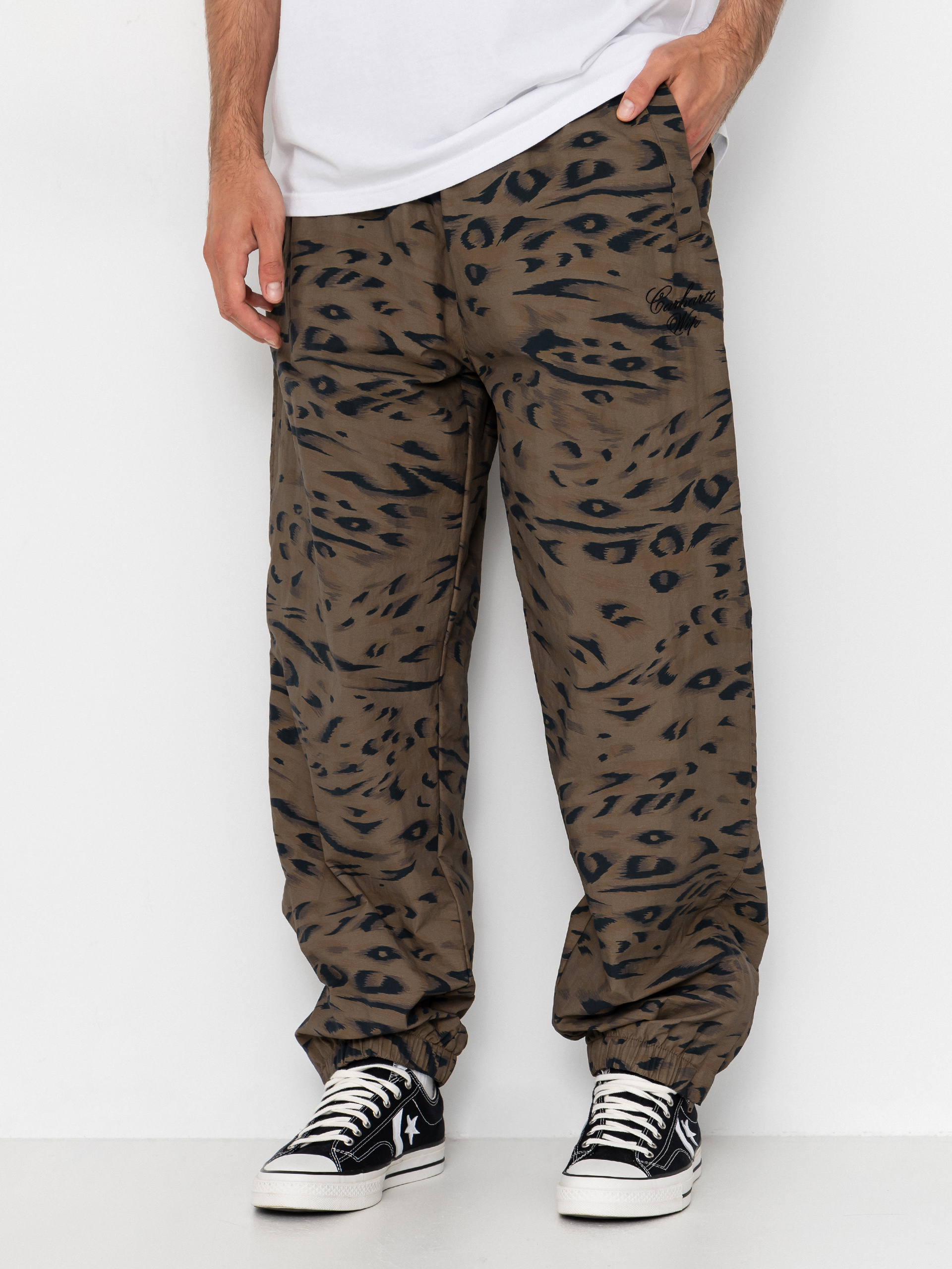 Nohavice Carhartt WIP Travon (duck feather print cypress/black)