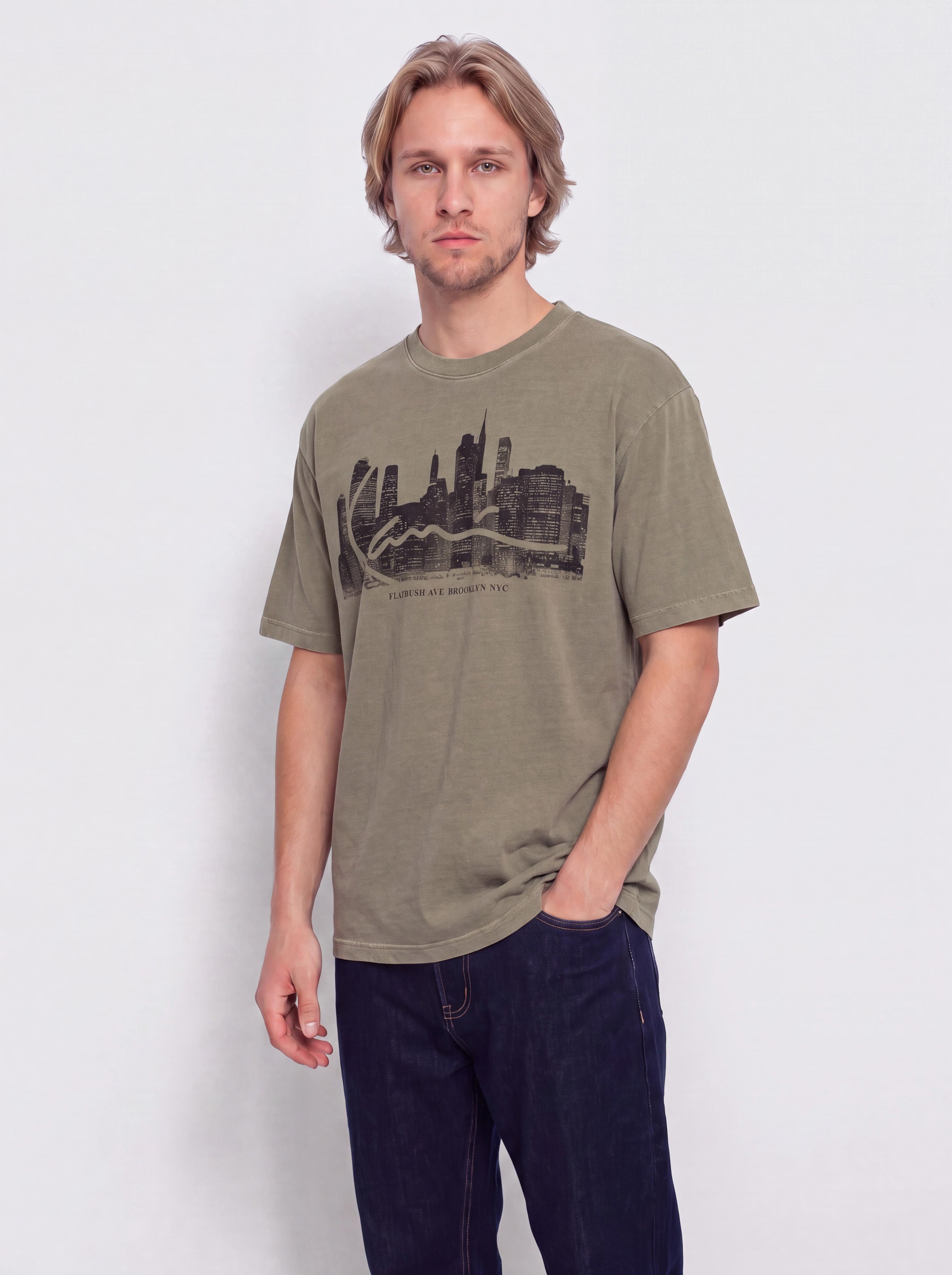 Tričko Karl Kani Signature Skyline Washed Boxy