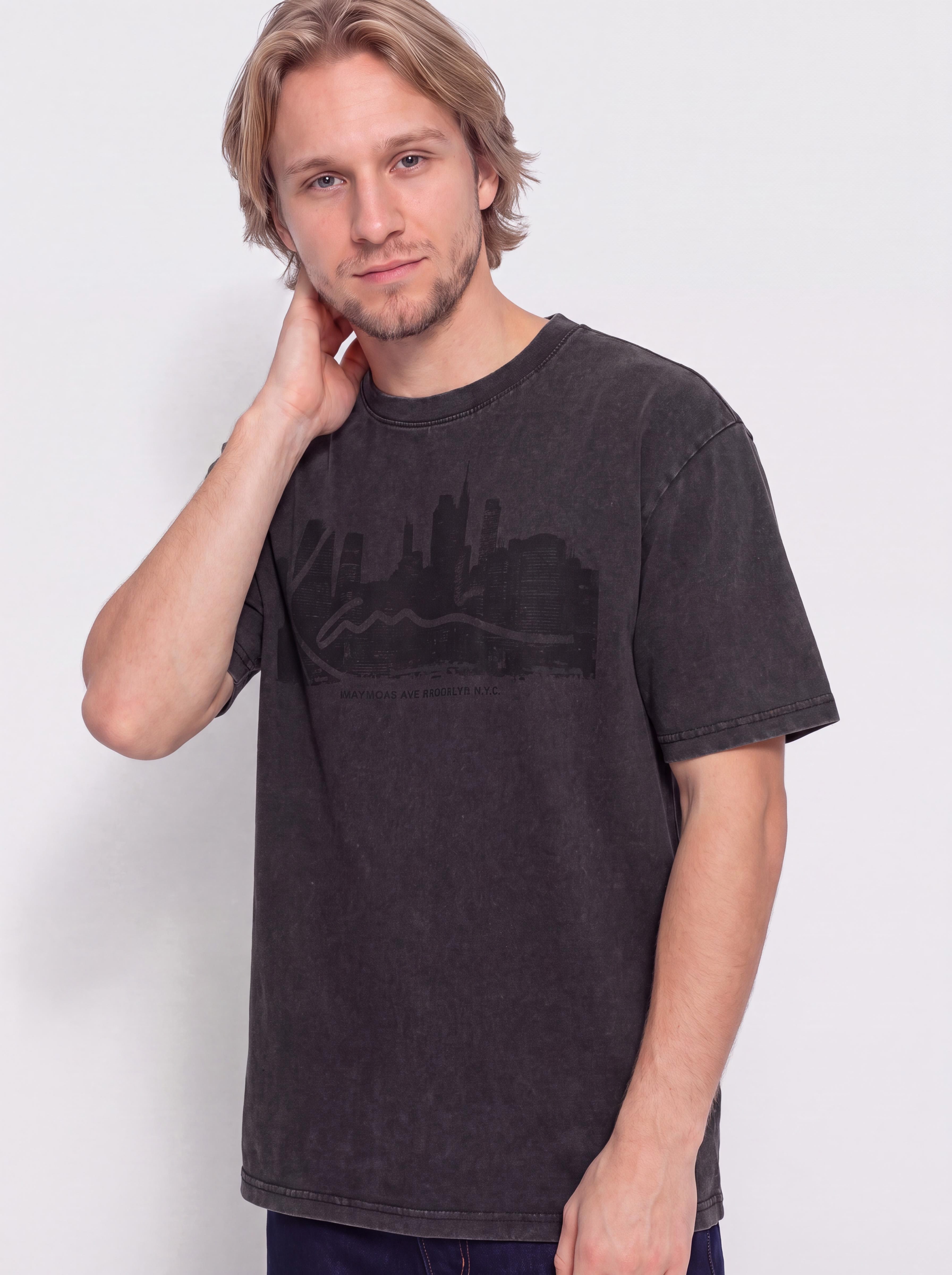 Tričko Karl Kani Signature Skyline Washed Boxy (black)