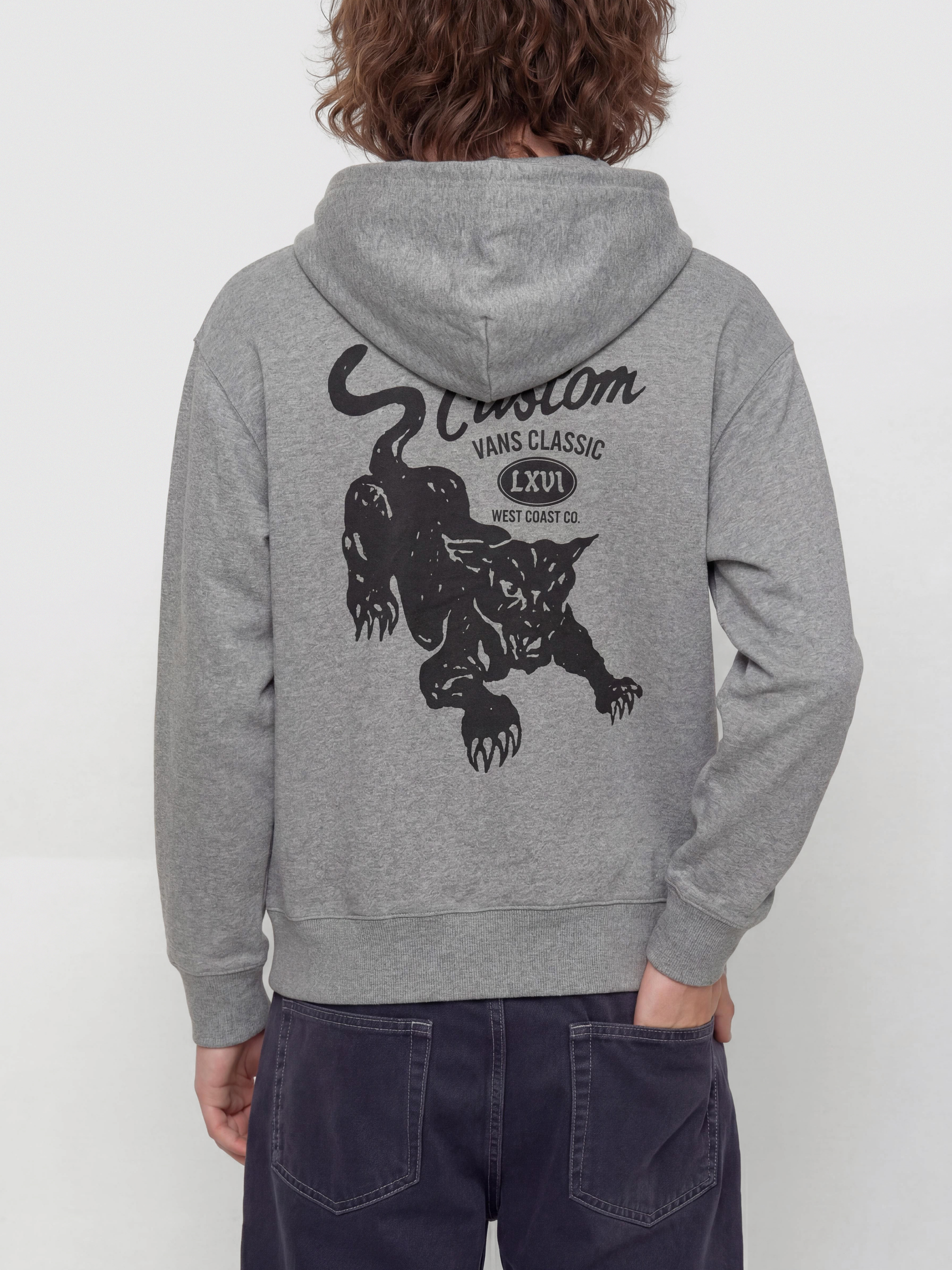 Mikina s kapucňou Vans Custom Cat HD (cement heather)