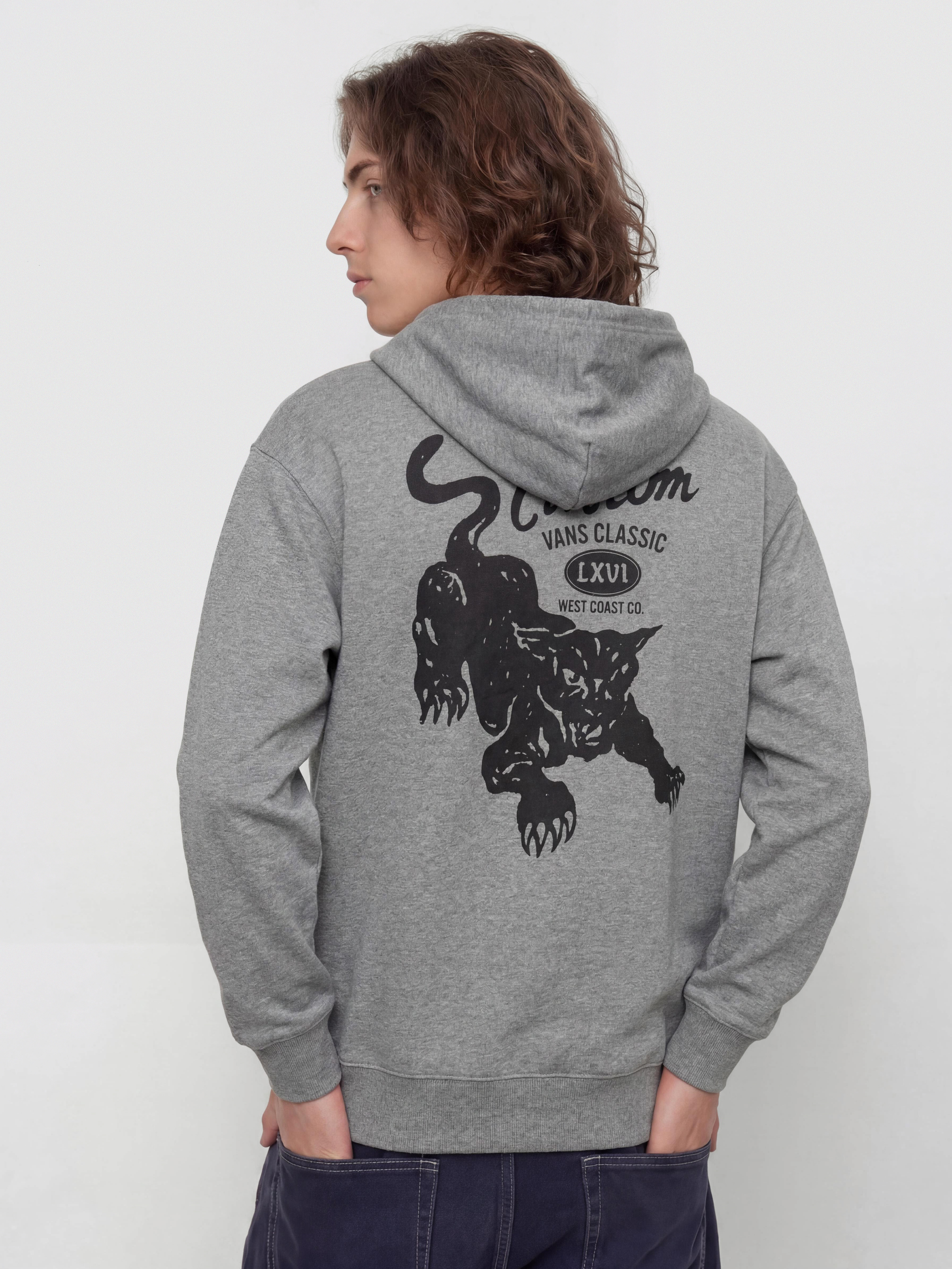 Mikina s kapucňou Vans Custom Cat HD (cement heather)