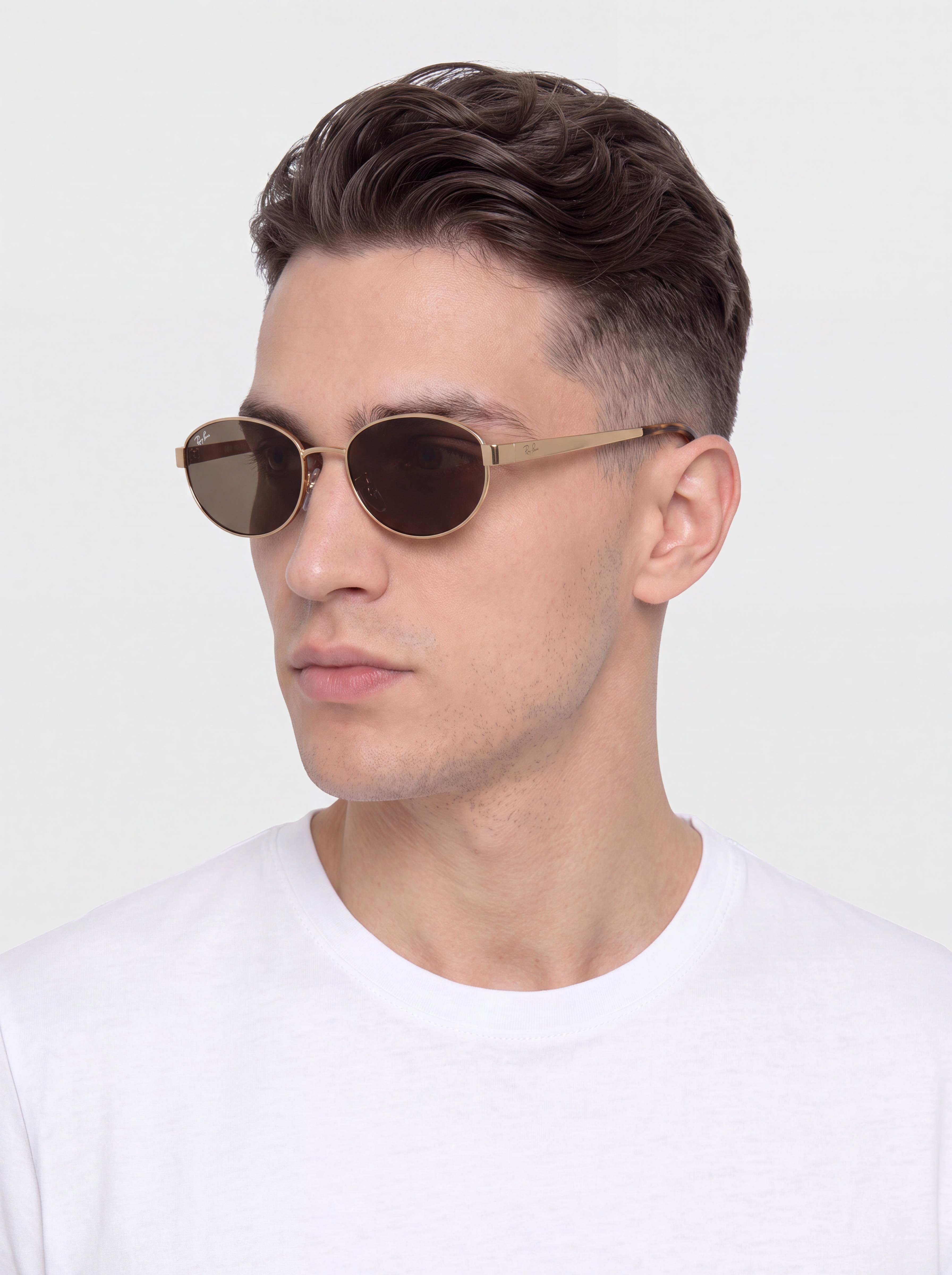 Slnečné okuliare Ray-Ban Rb3774D (polerowany złoto arista/ciemnobrązowy)