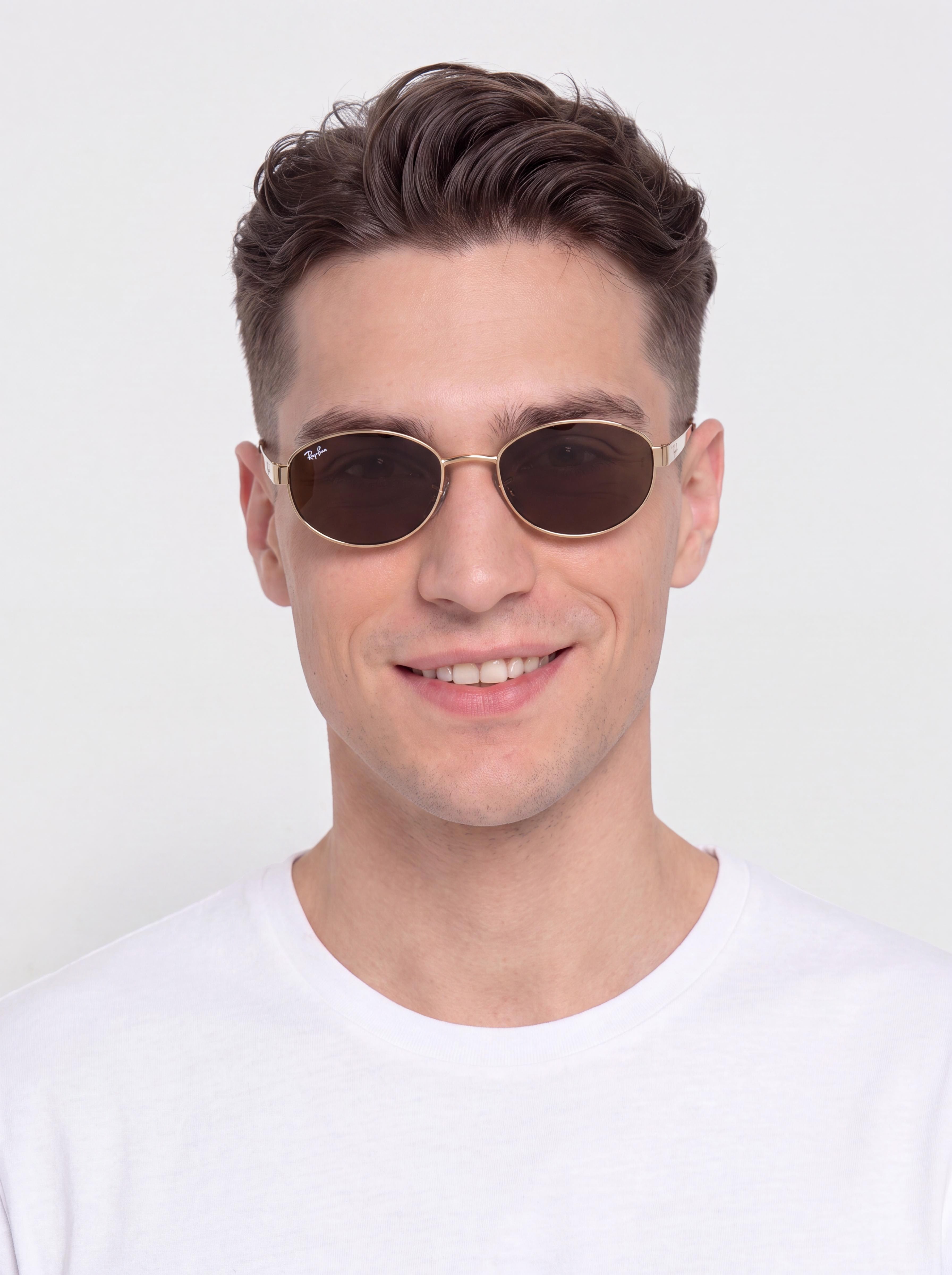 Slnečné okuliare Ray-Ban Rb3774D (polerowany złoto arista/ciemnobrązowy)