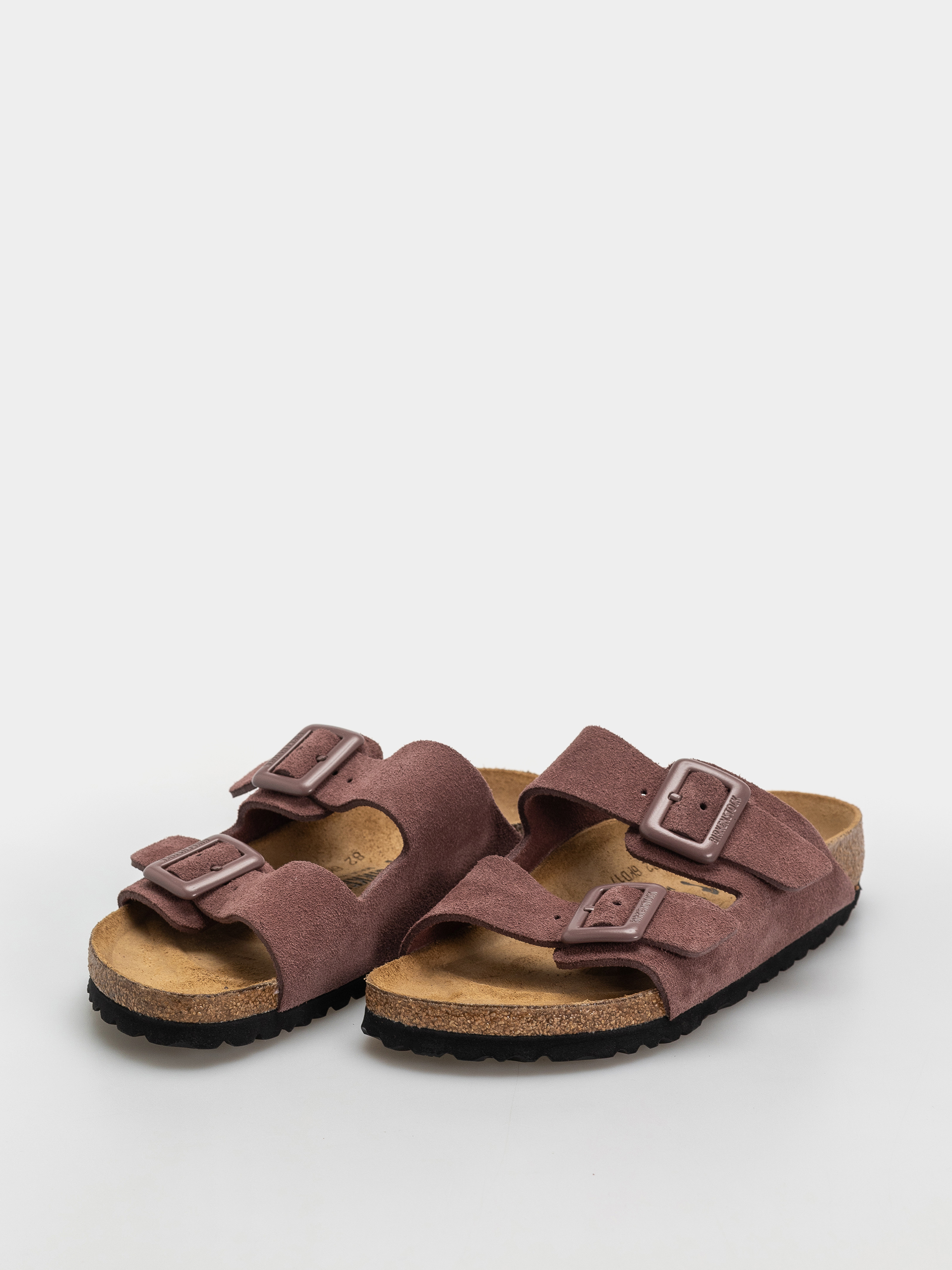 Šľapky Birkenstock Arizona Suede Leather Cushion Buckle Narrow Wmn (pepper)