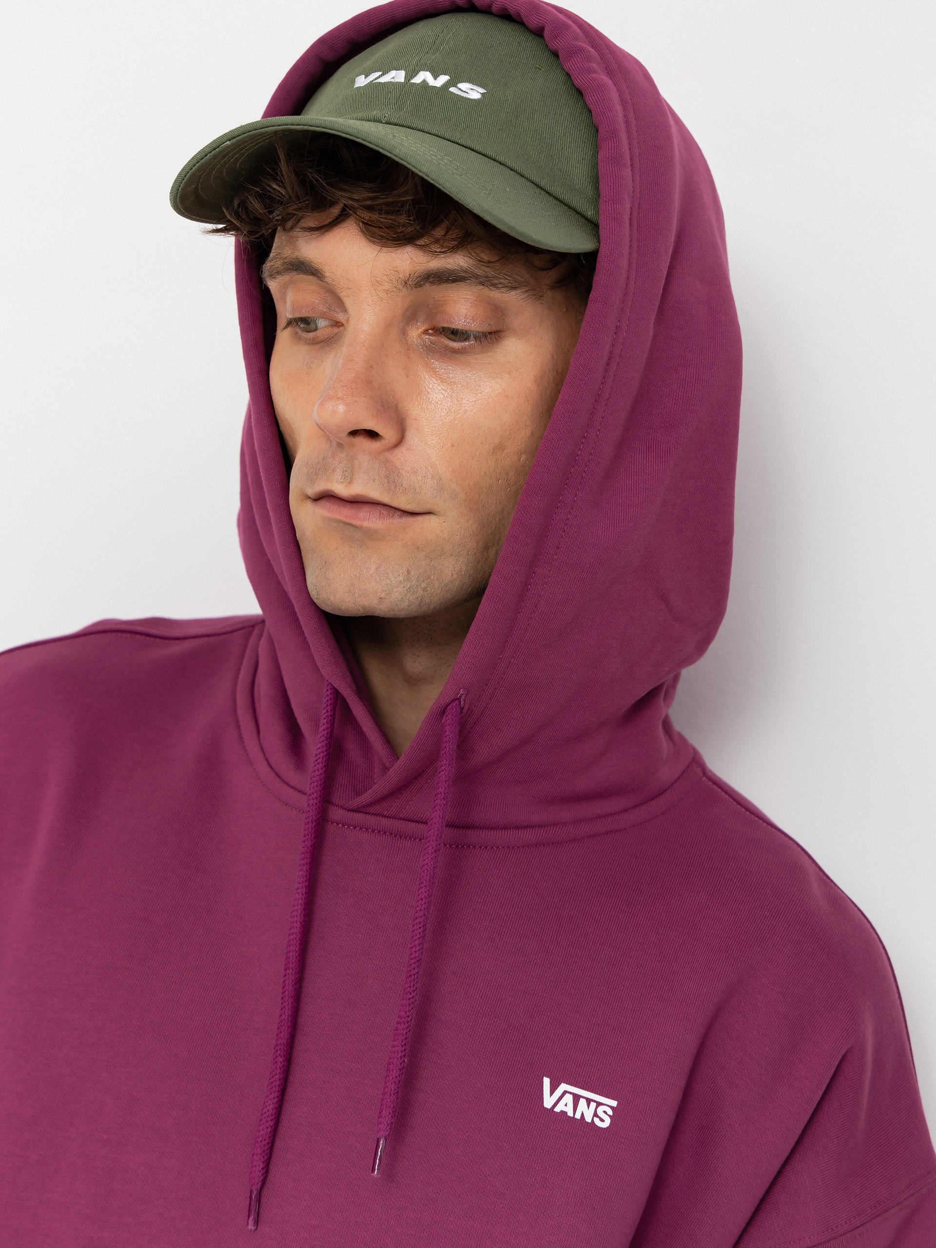Mikina s kapucňou Vans Left Chest HD (mystic mulberry)