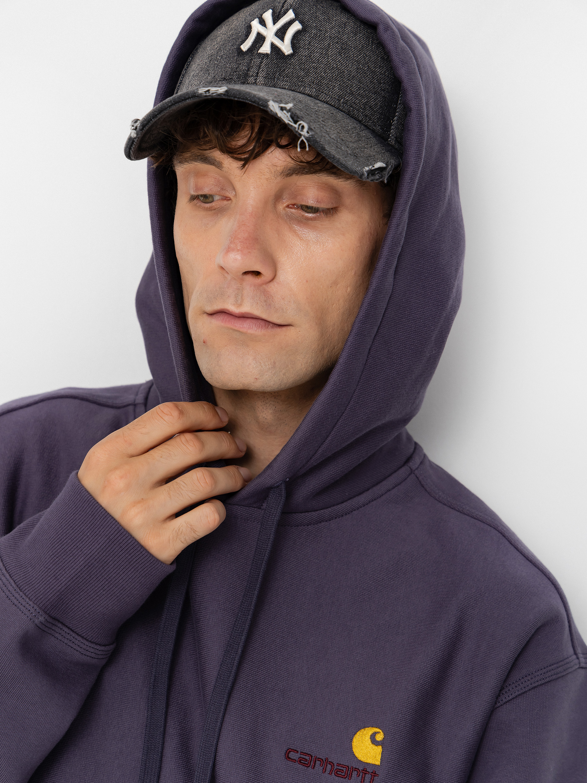 Mikina s kapucňou Carhartt WIP American Script HD (shady purple)