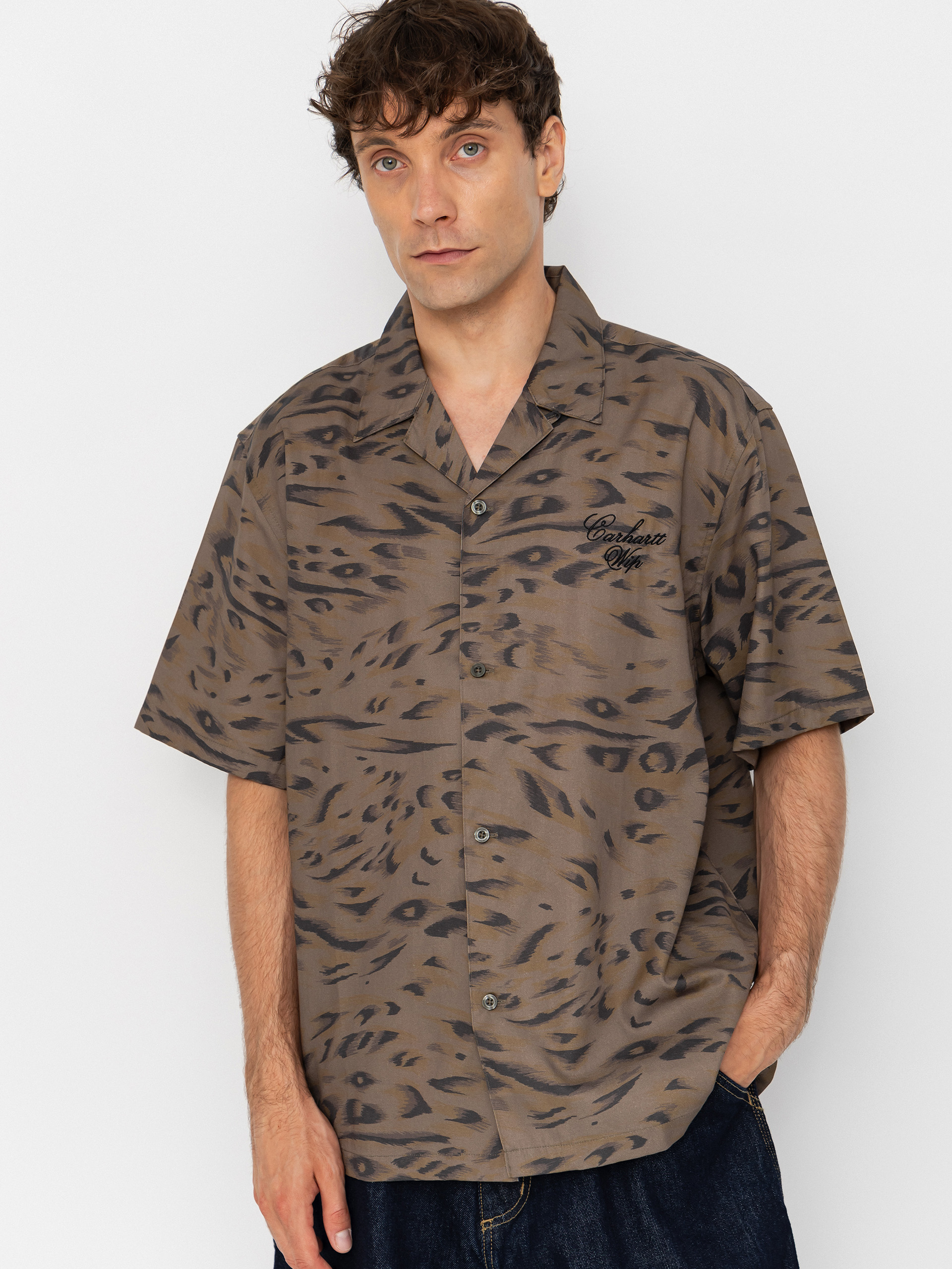Košeľa Carhartt WIP Travon (duck feather print cypress/black)