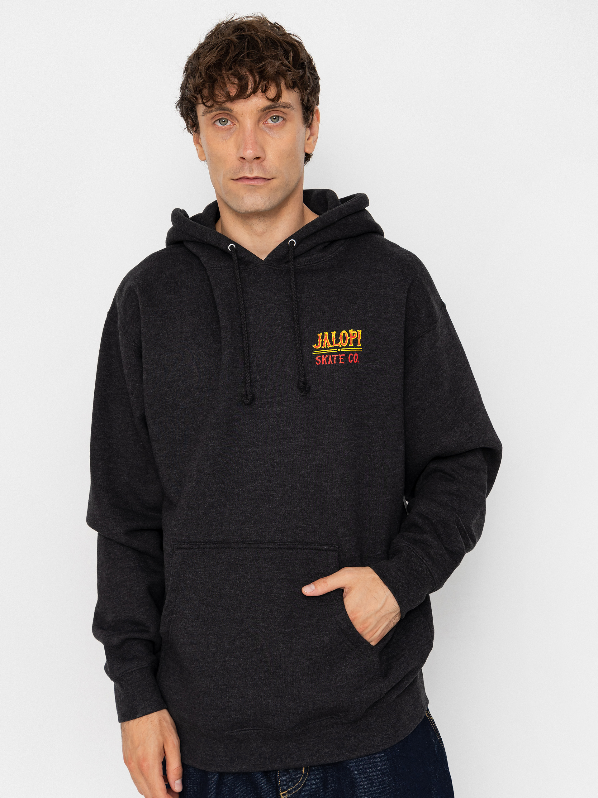 Mikina s kapucňou Antihero Jalopi Returns HD (charcoal heather w/multi color prints)