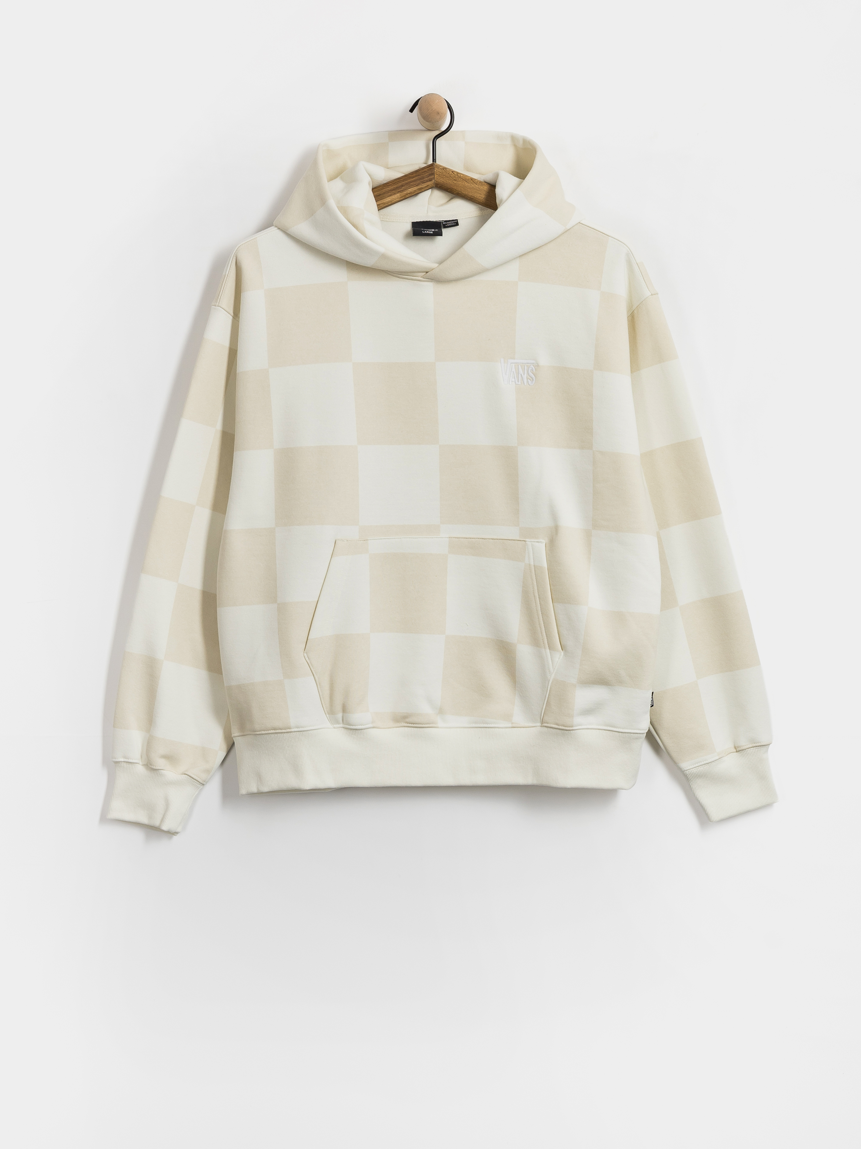 Mikina s kapucňou Vans Tonal Check Stretch Logo HD (marshmallow)