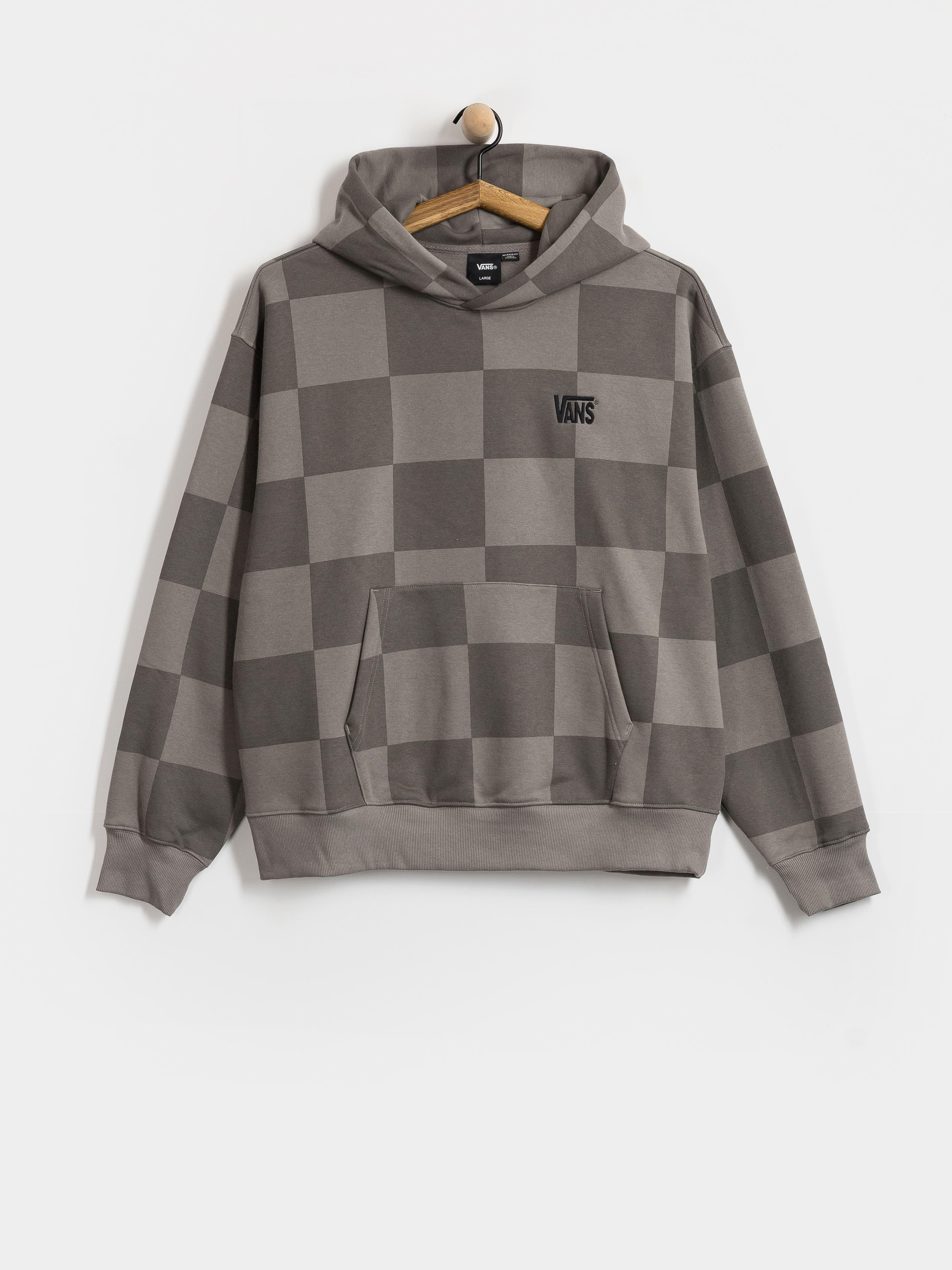 Mikina s kapucňou Vans Tonal Check Stretch Logo HD (pewter)