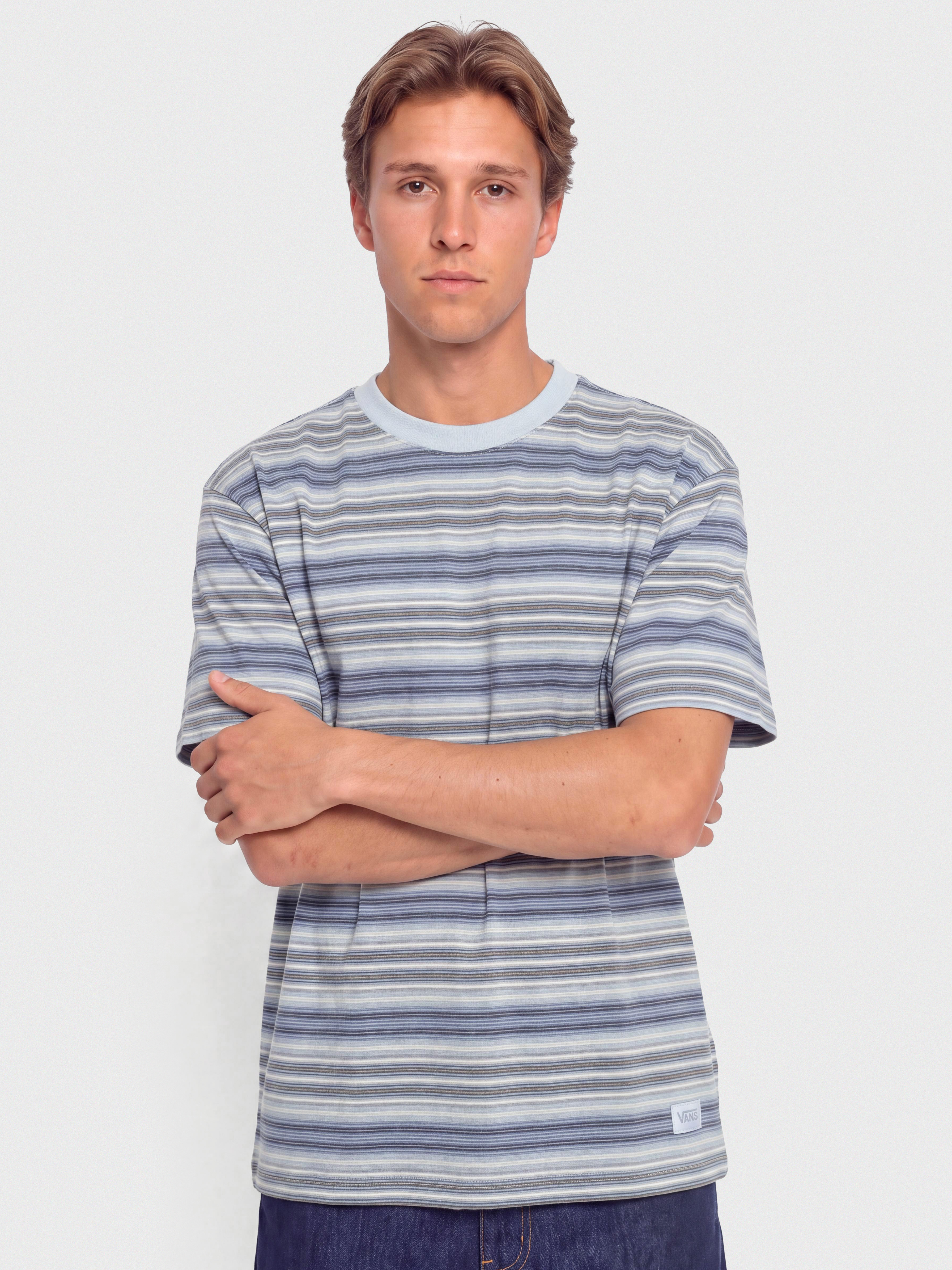 Tričko Vans Stripe Ringer Loose (soft slate)