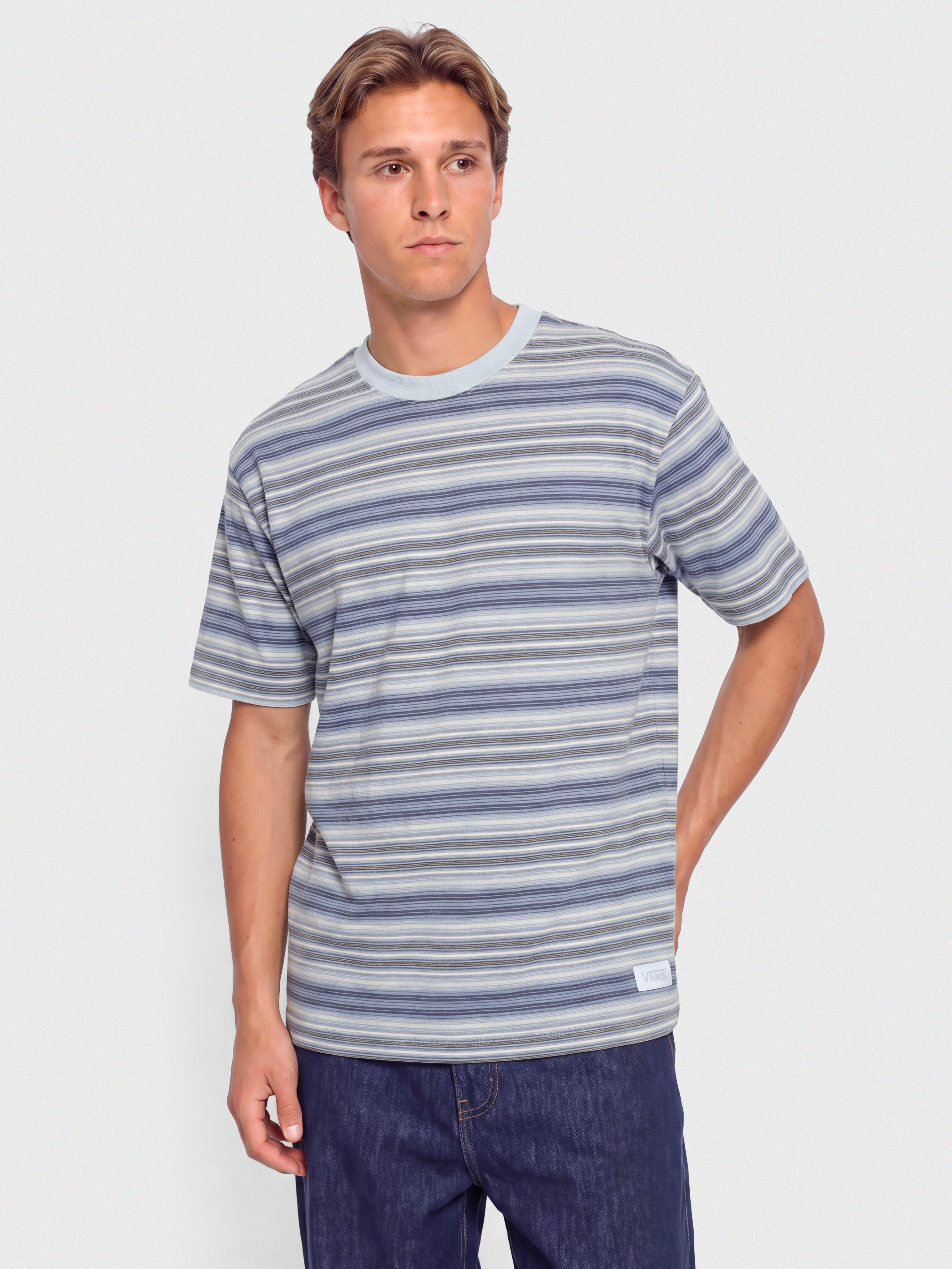 Tričko Vans Stripe Ringer Loose (soft slate)