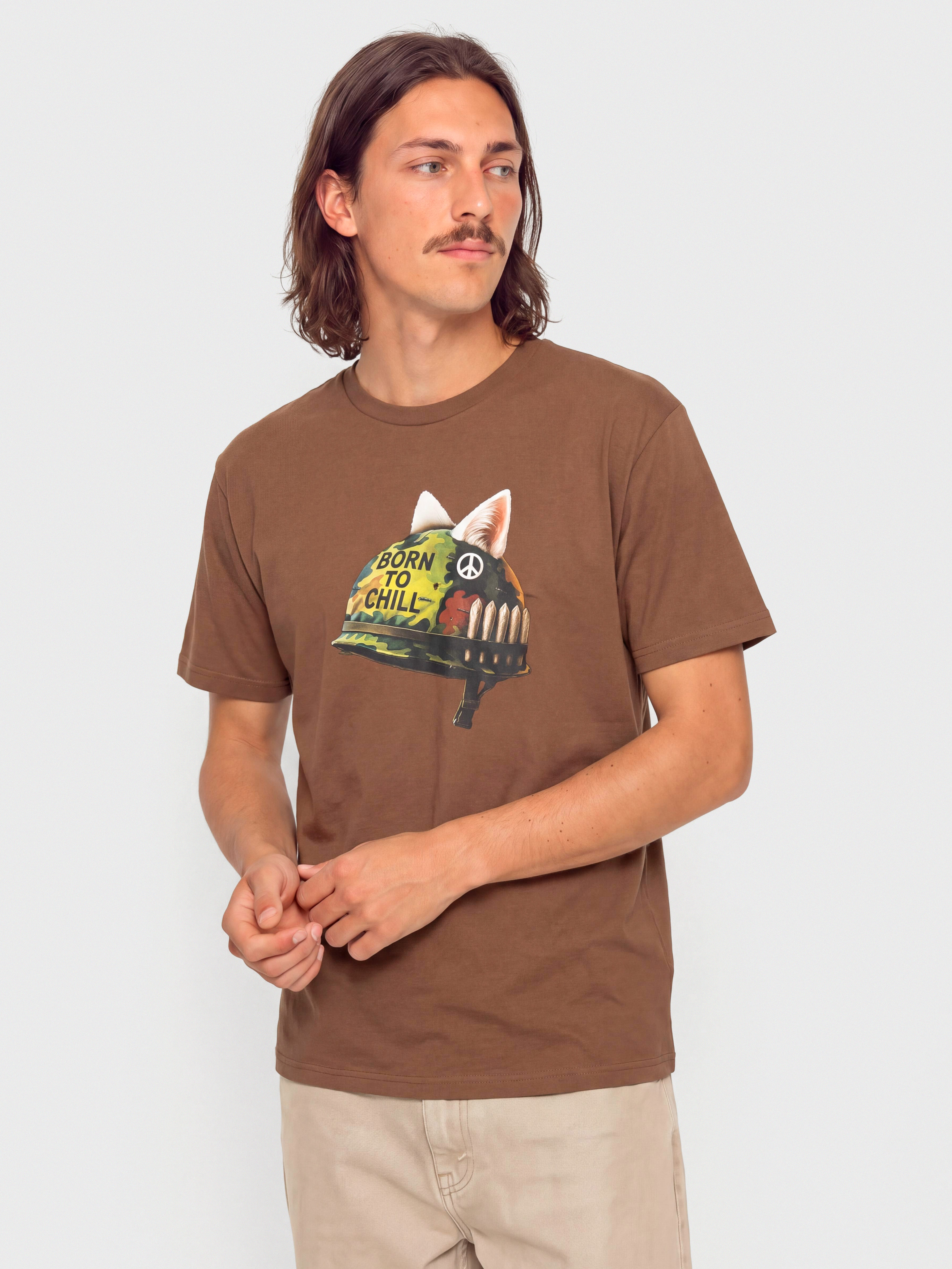 Tričko RipNDip Born To Chill (brown wash)