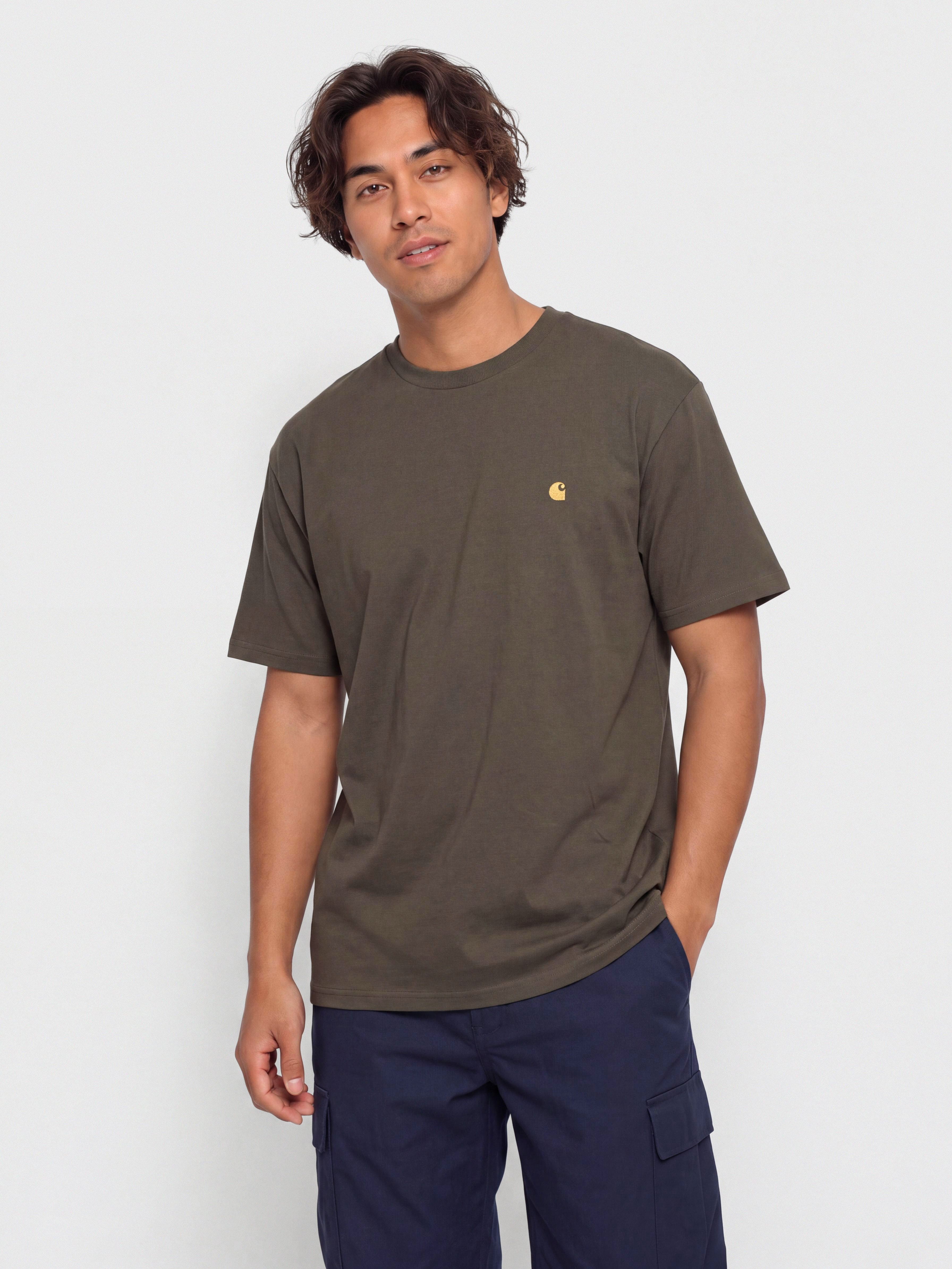 Tričko Carhartt WIP Chase (shungite/gold)