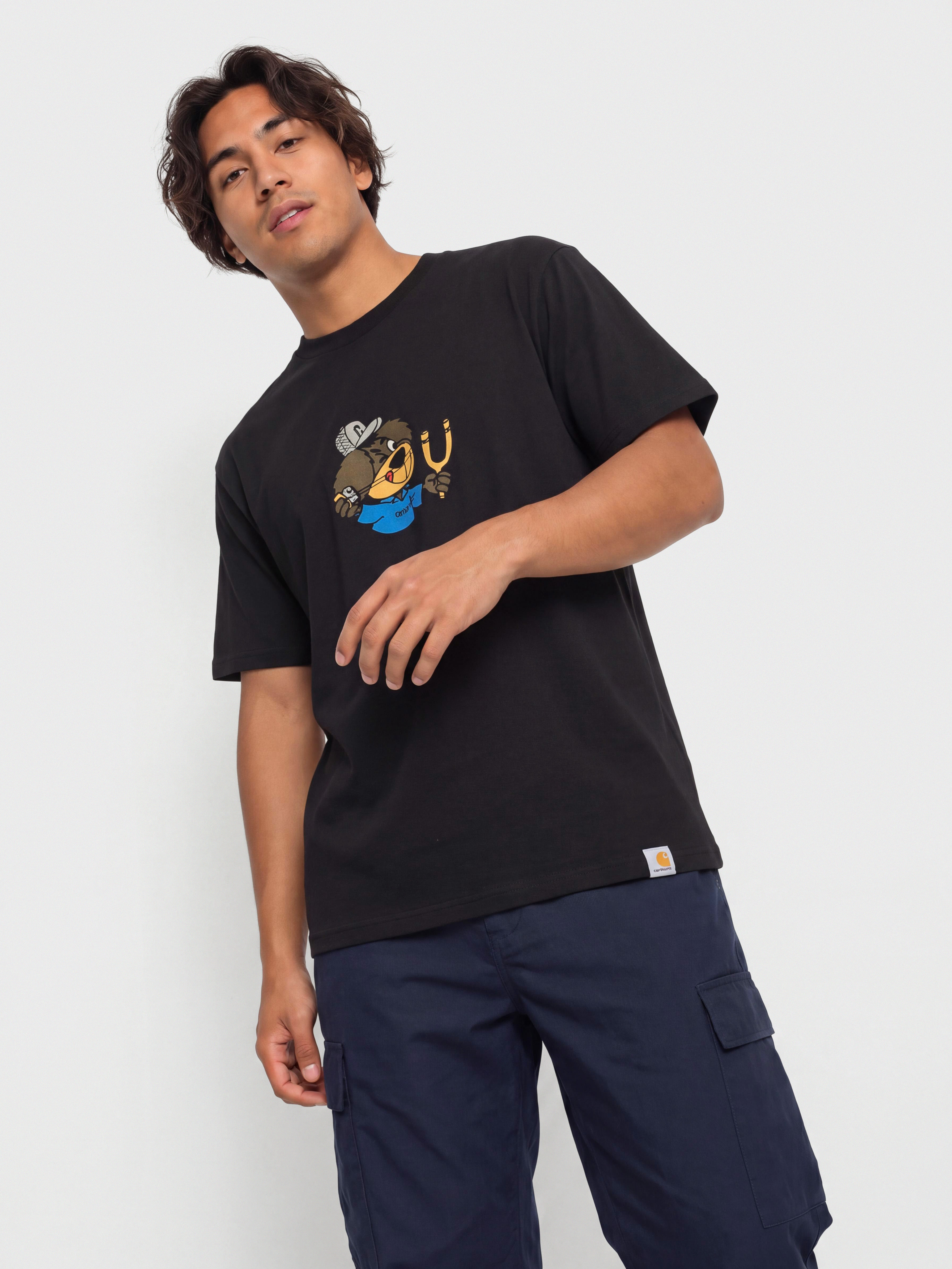 Tričko Carhartt WIP Slingshot (black/heavy enzyme wash)