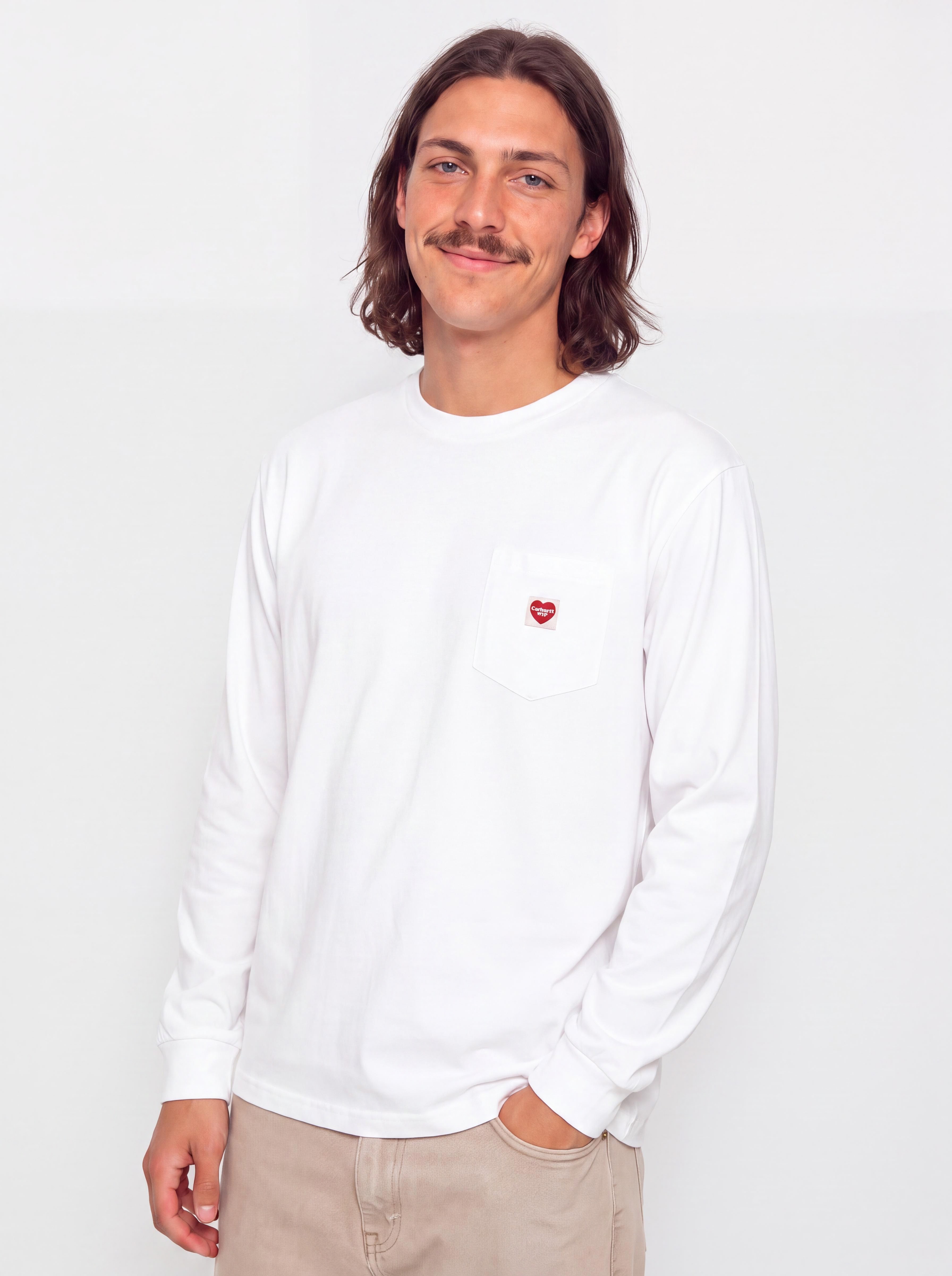 Triko Carhartt WIP Pocket Small Heart Wmn (white/red)