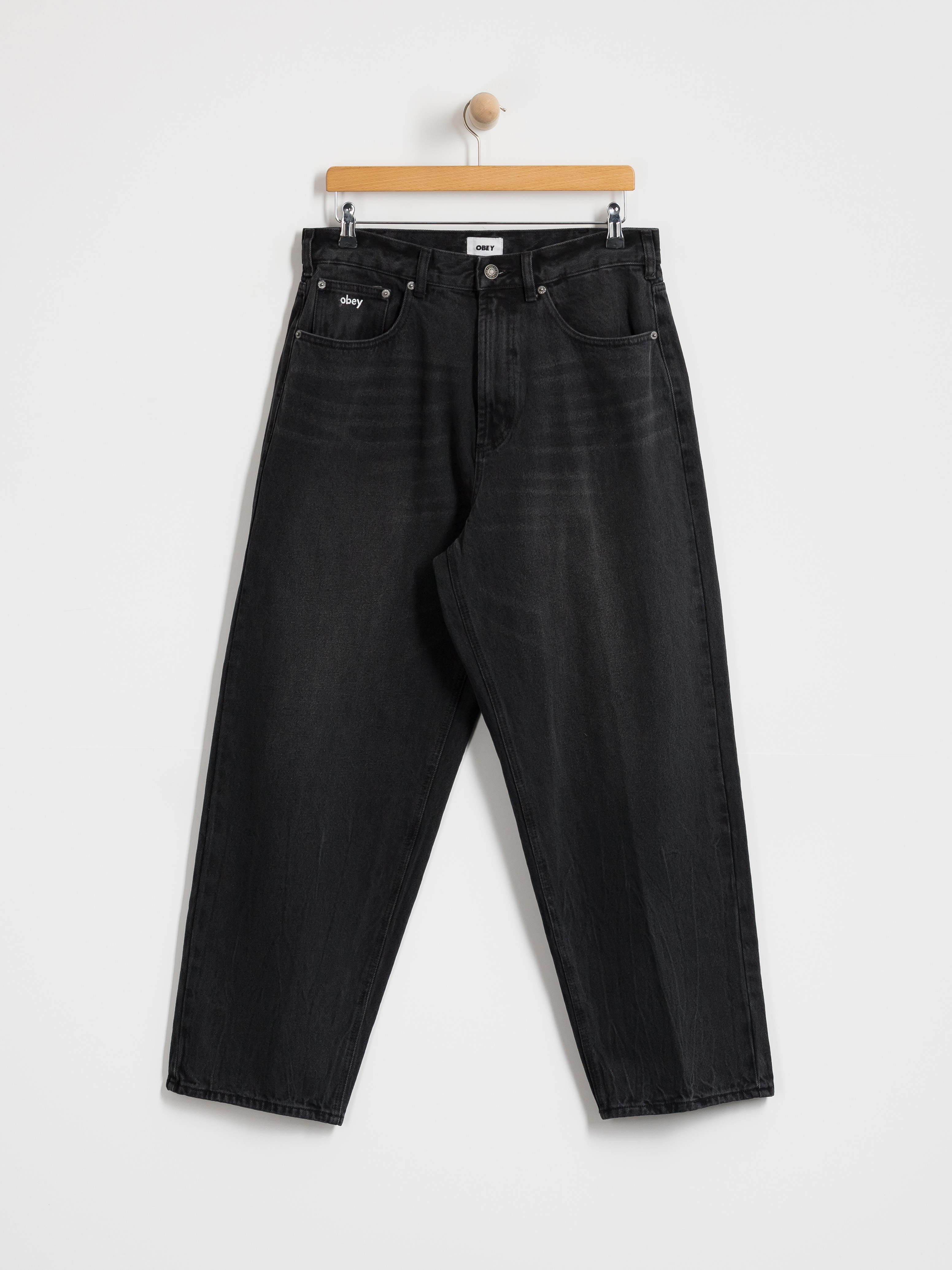 Nohavice OBEY Bigwig Baggy Denim (heavy vintage black)