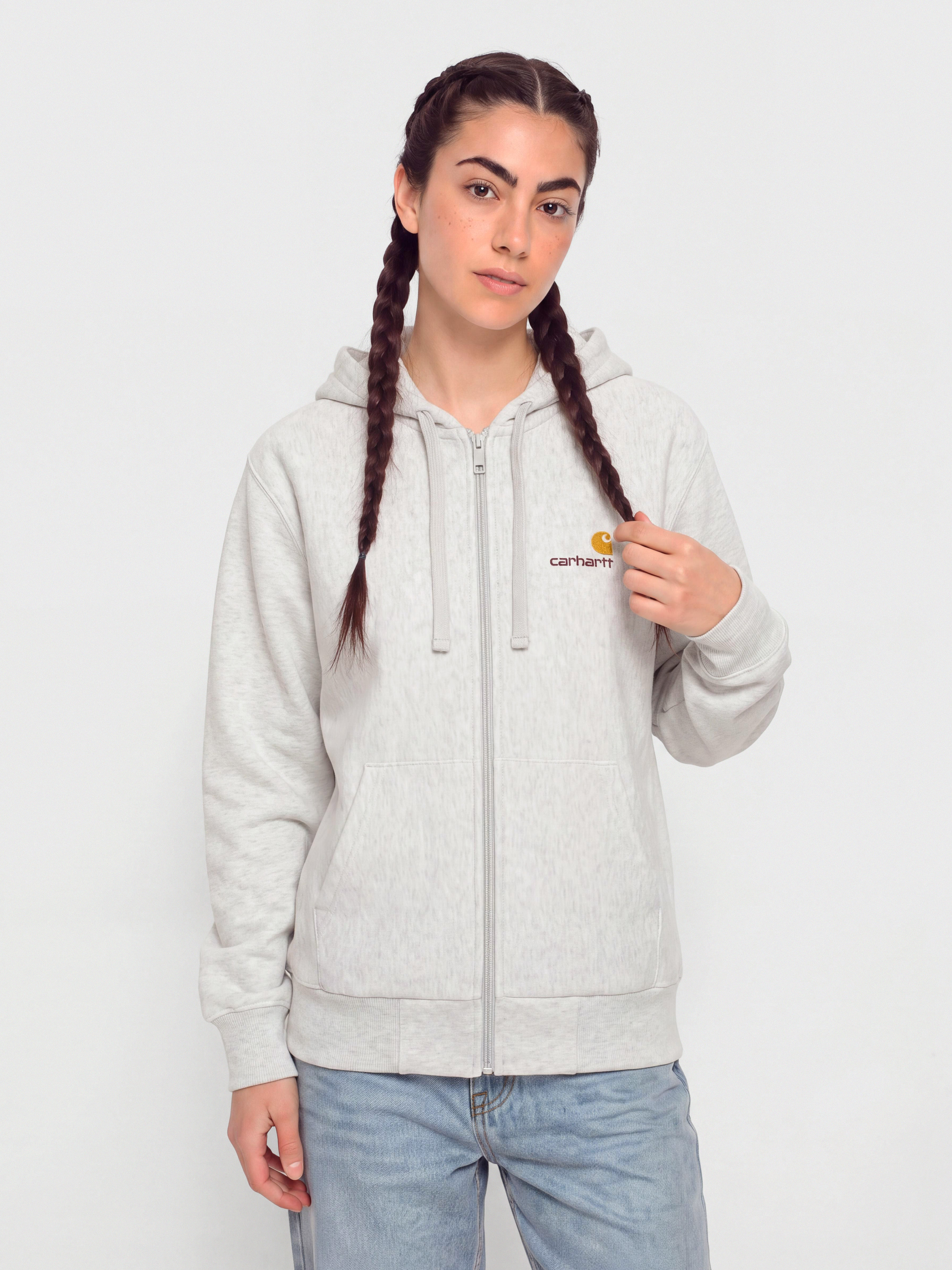 Mikina s kapucňou Carhartt WIP American Script ZHD Wmn (ash heather)