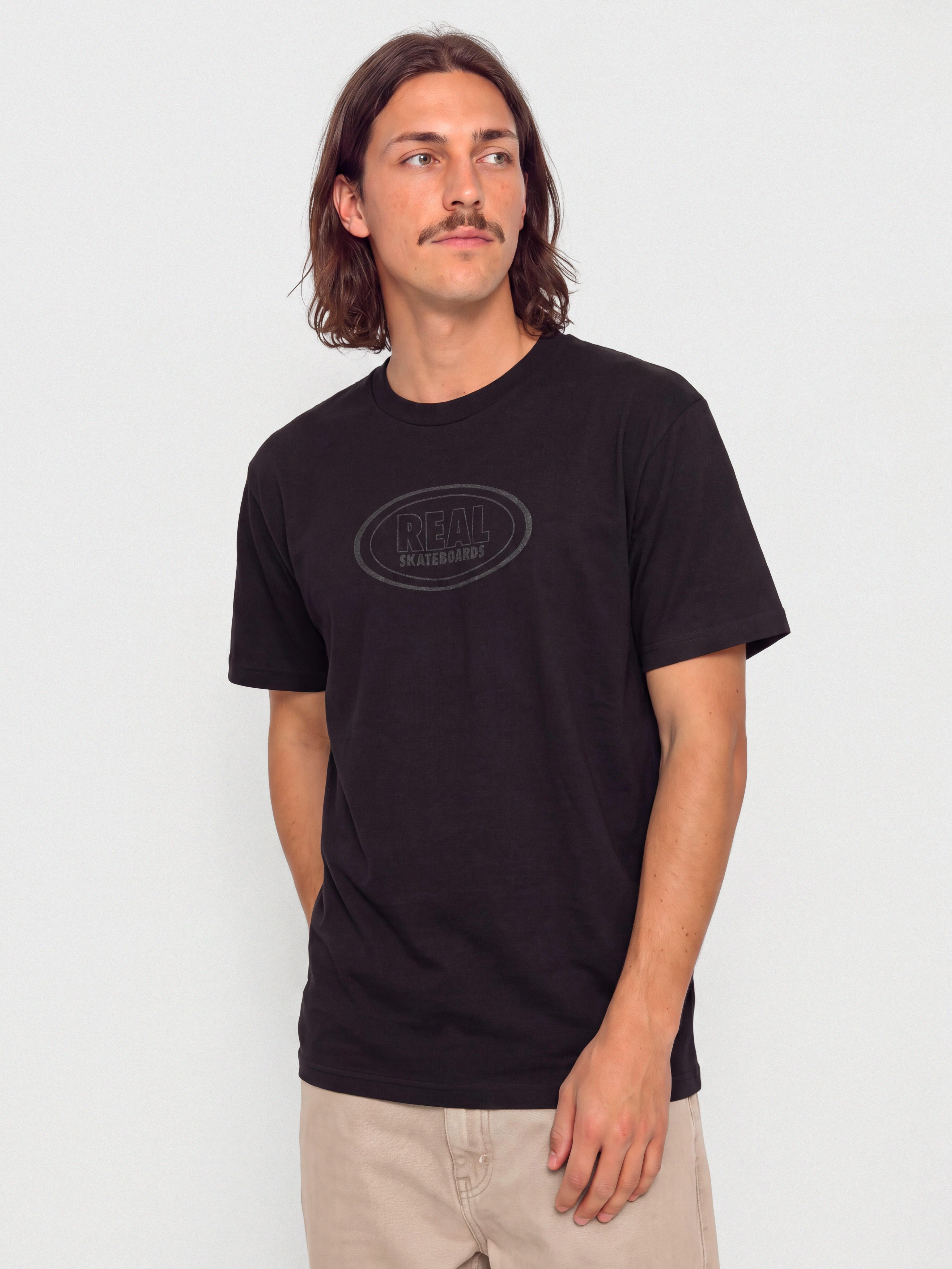 Tričko Real Oval (black w/black tonal print)