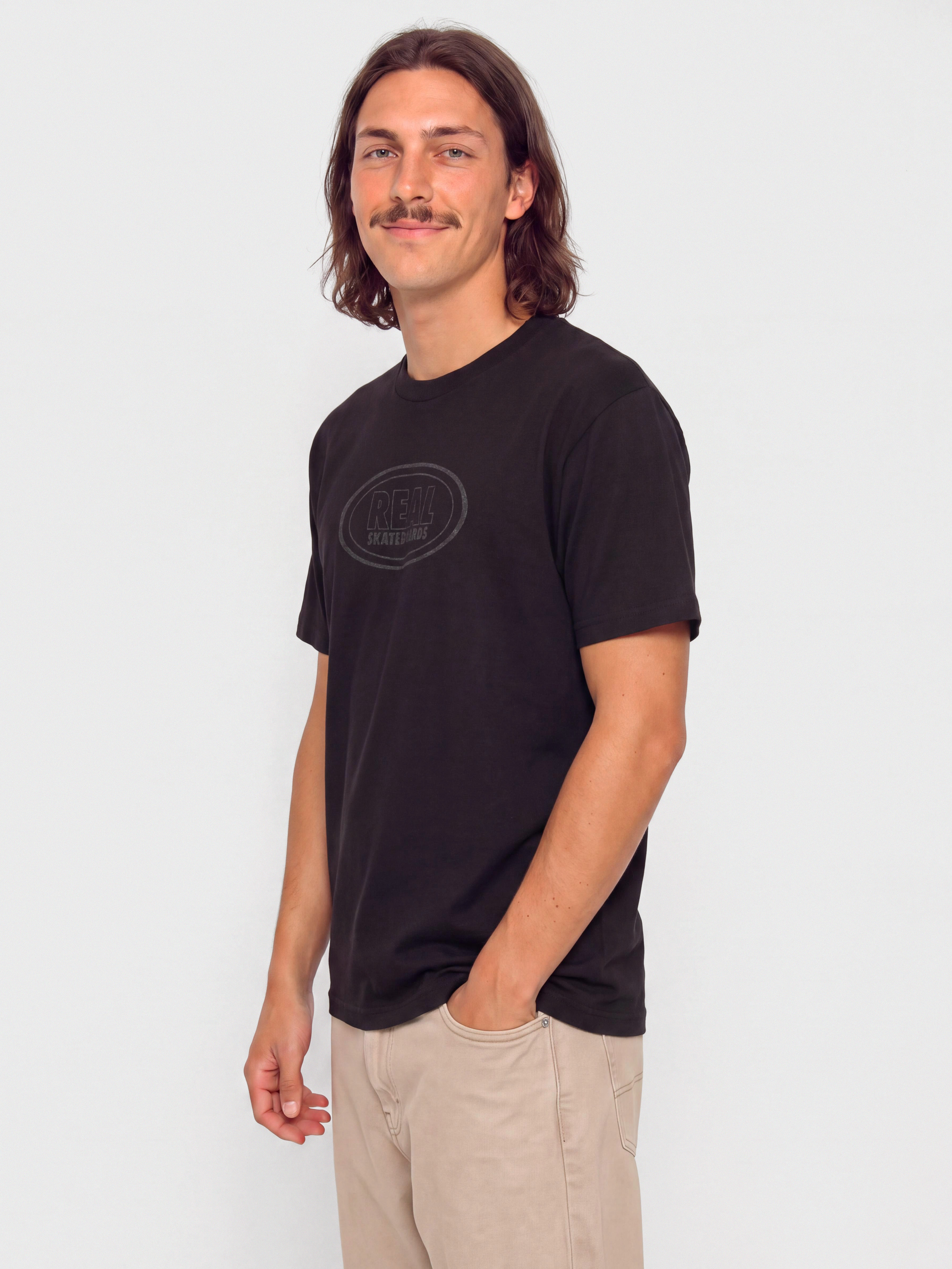 Tričko Real Oval (black w/black tonal print)