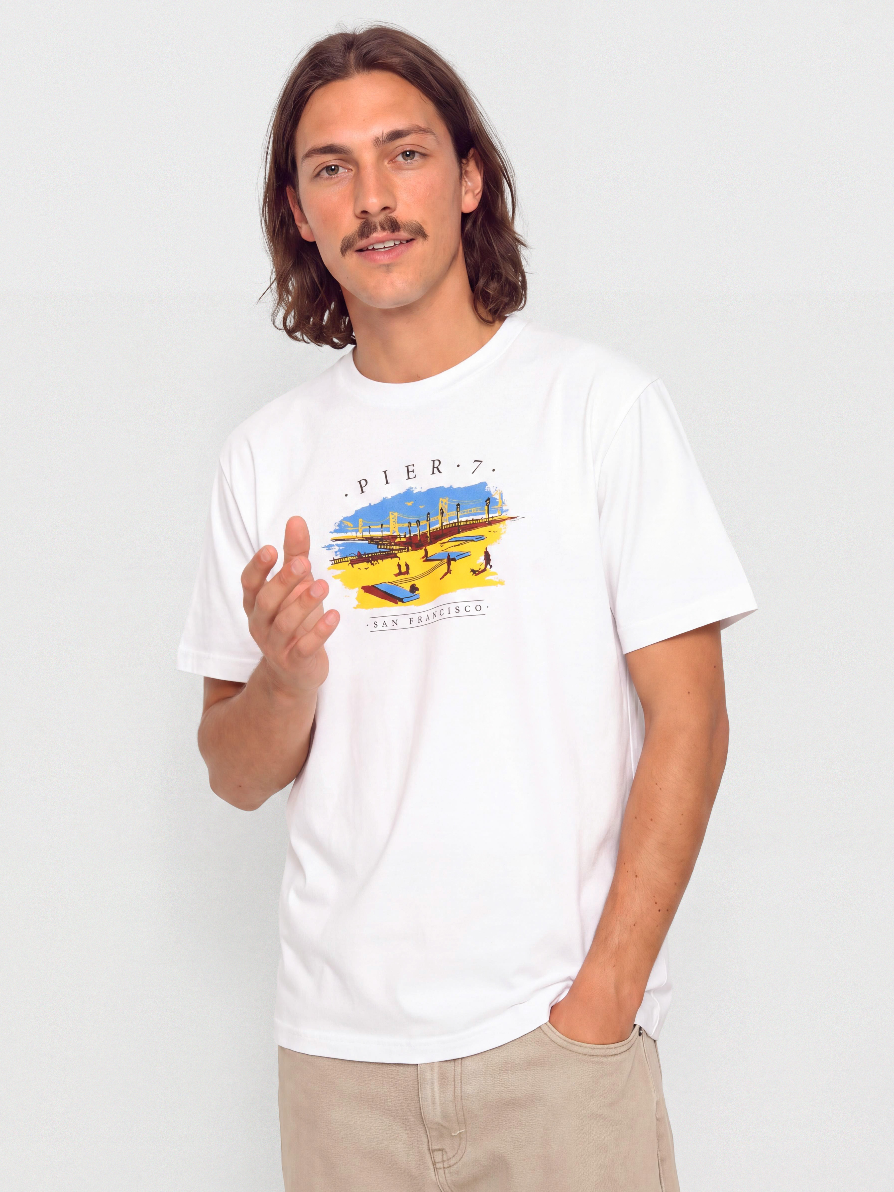 Tričko Real Pier 7 (white w/multi color print)