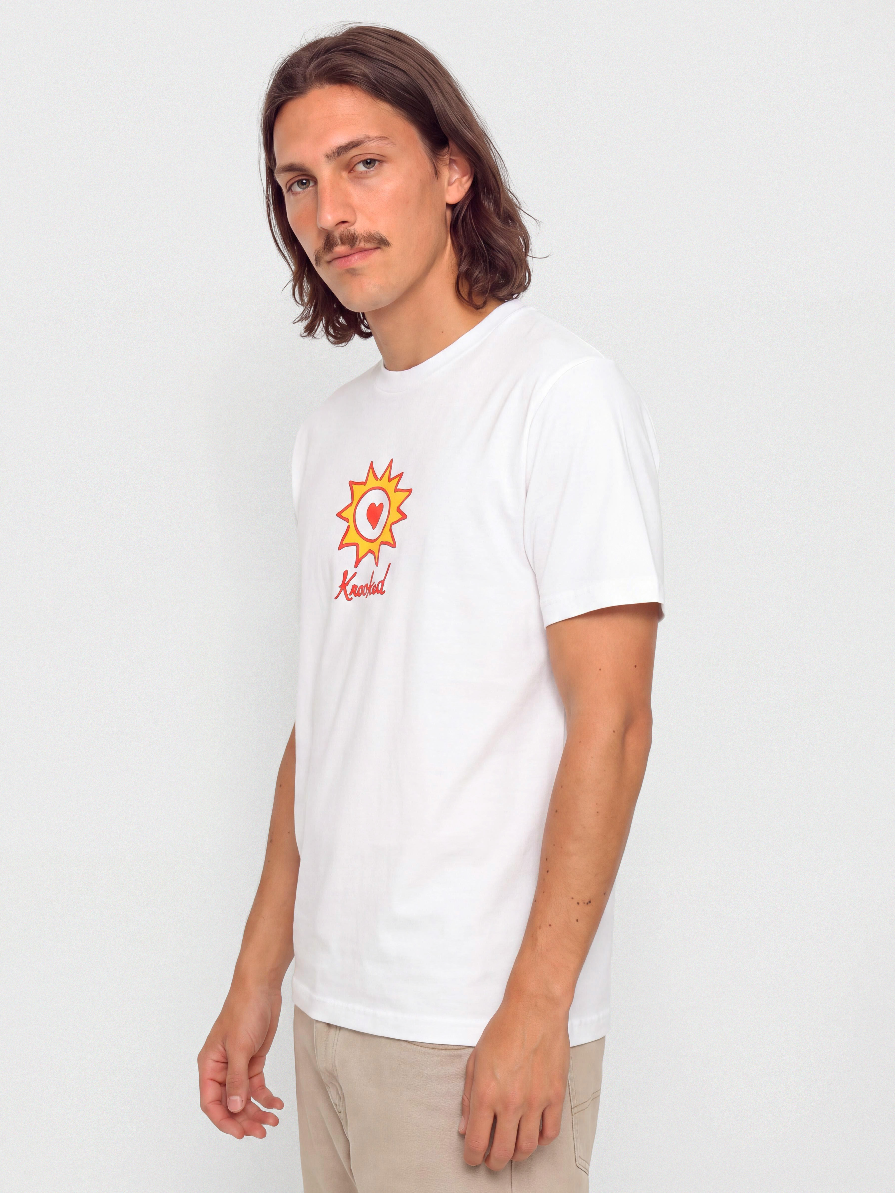 Tričko Krooked Sun Heart (white w/red & yellow print)