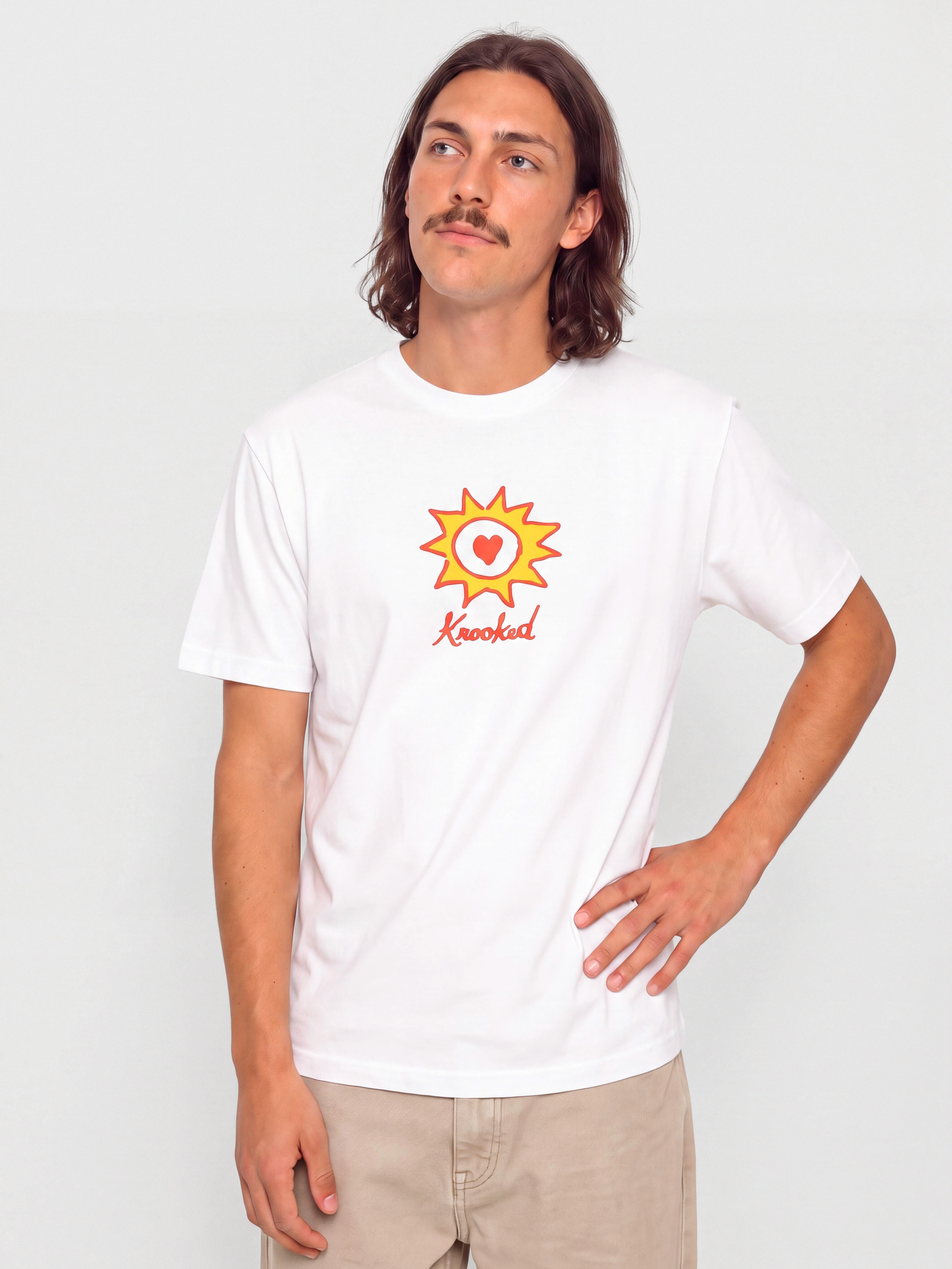 Tričko Krooked Sun Heart (white w/red & yellow print)