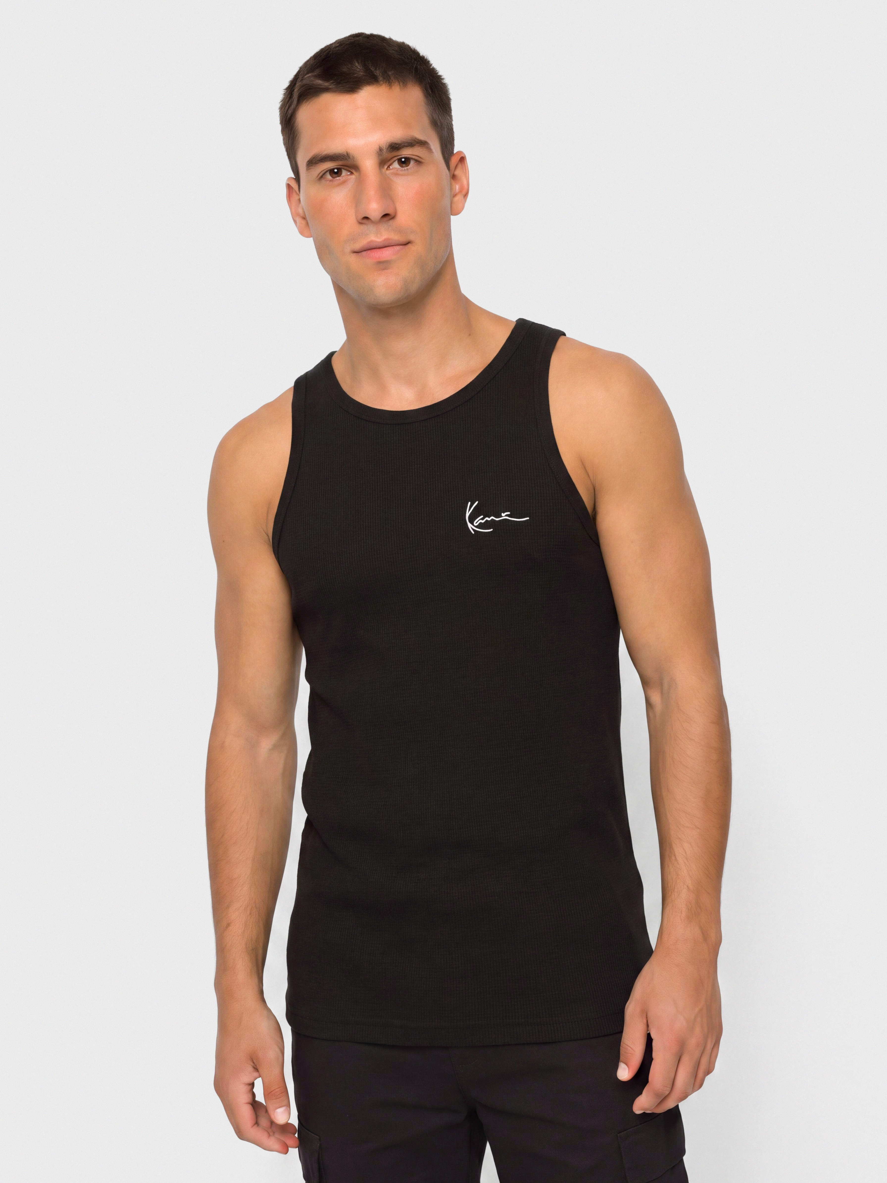 Tričko Karl Kani Chest Signature Essential Waffle (black)