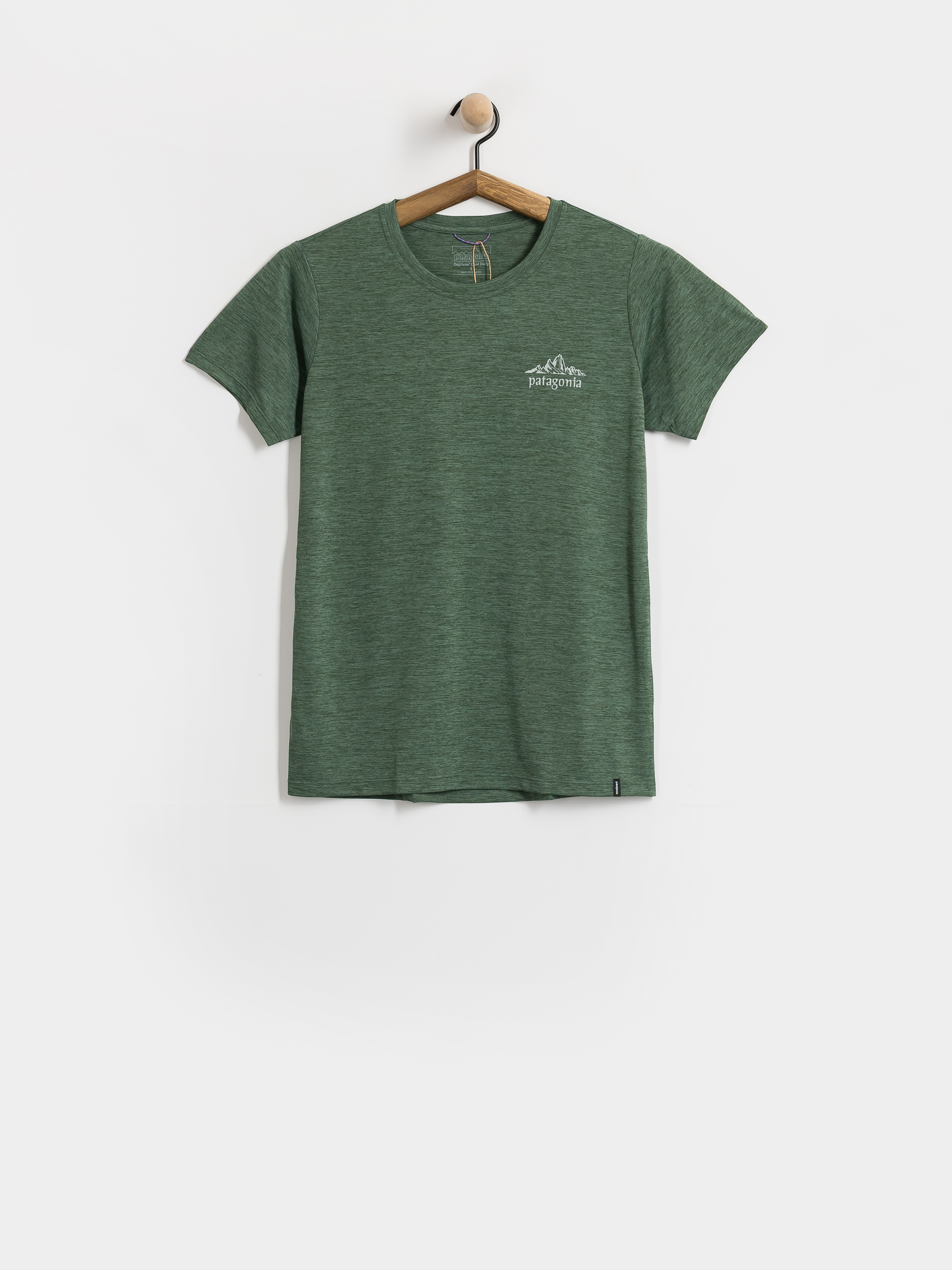 Tričko Patagonia Cap Cool Daily Cloud Crag Wmn (canopy green light canopy green x dye)