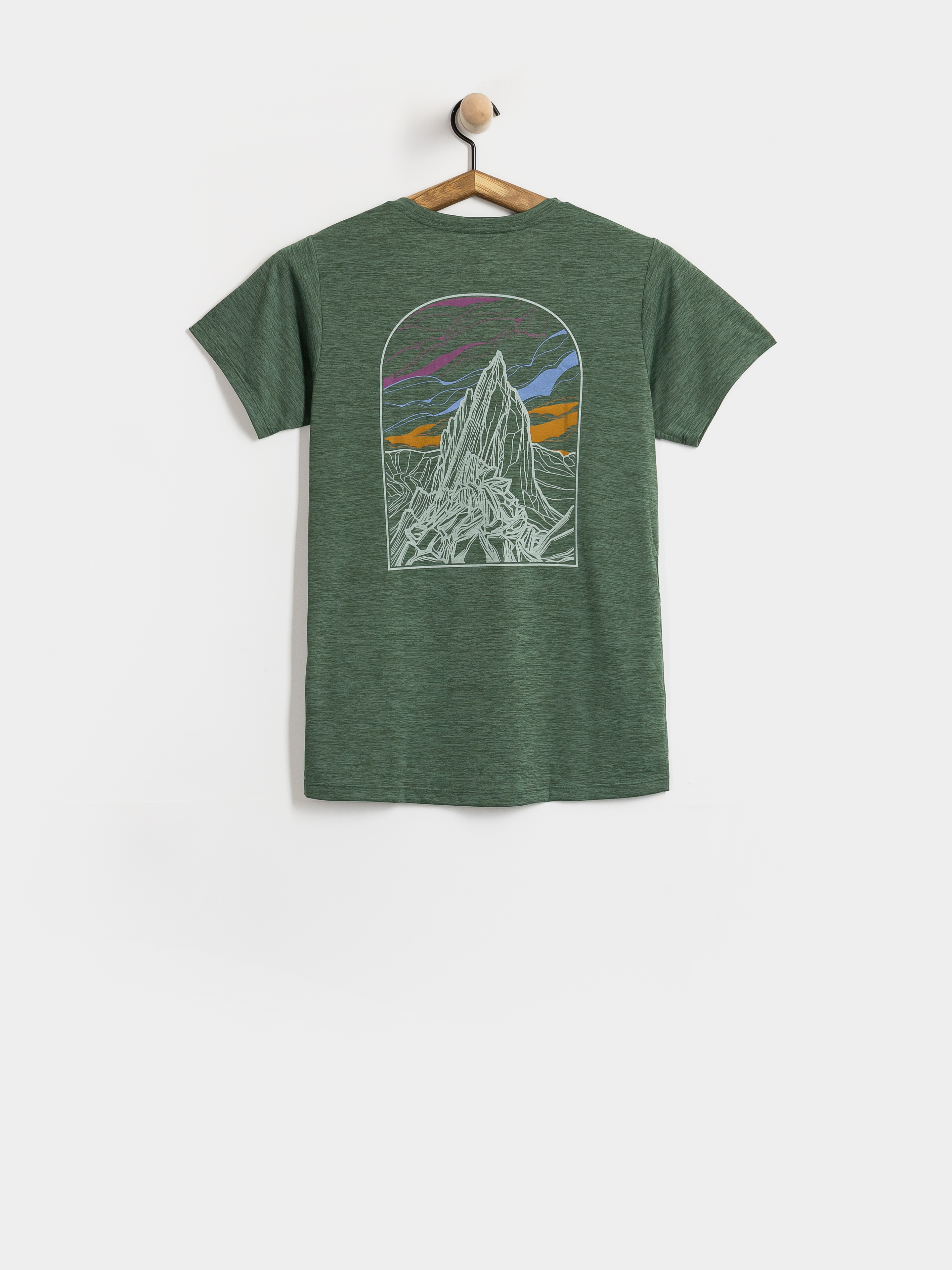 Tričko Patagonia Cap Cool Daily Cloud Crag Wmn (canopy green light canopy green x dye)