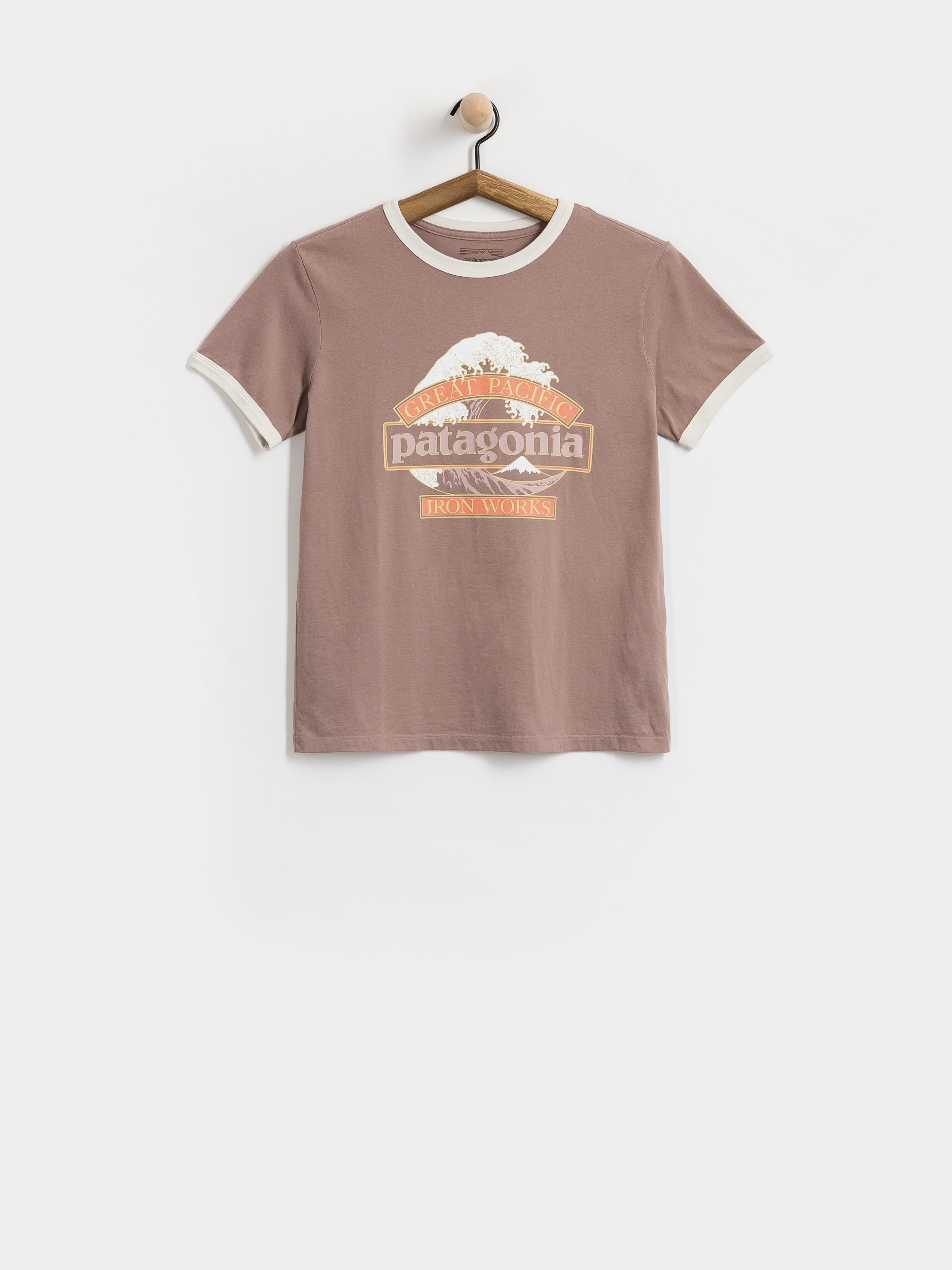 Tričko Patagonia Great Waves Ringer Wmn (moonrise taupe)