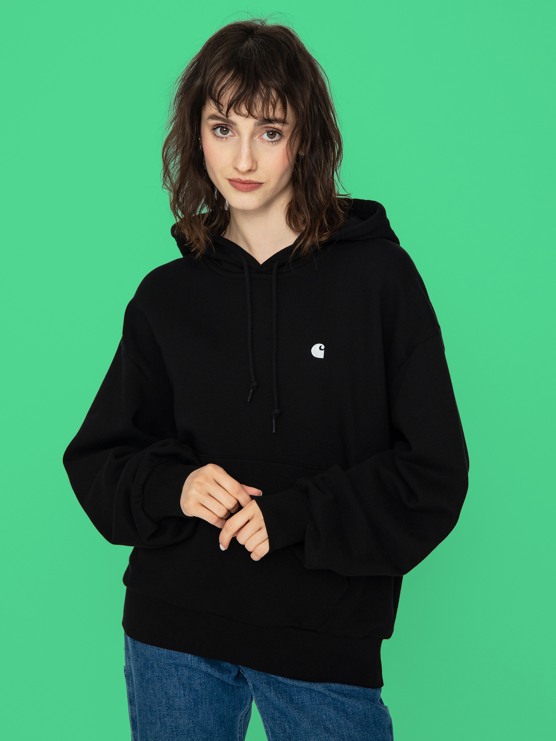 Mikina s kapucňou Carhartt WIP Casey HD Wmn (black/silver)