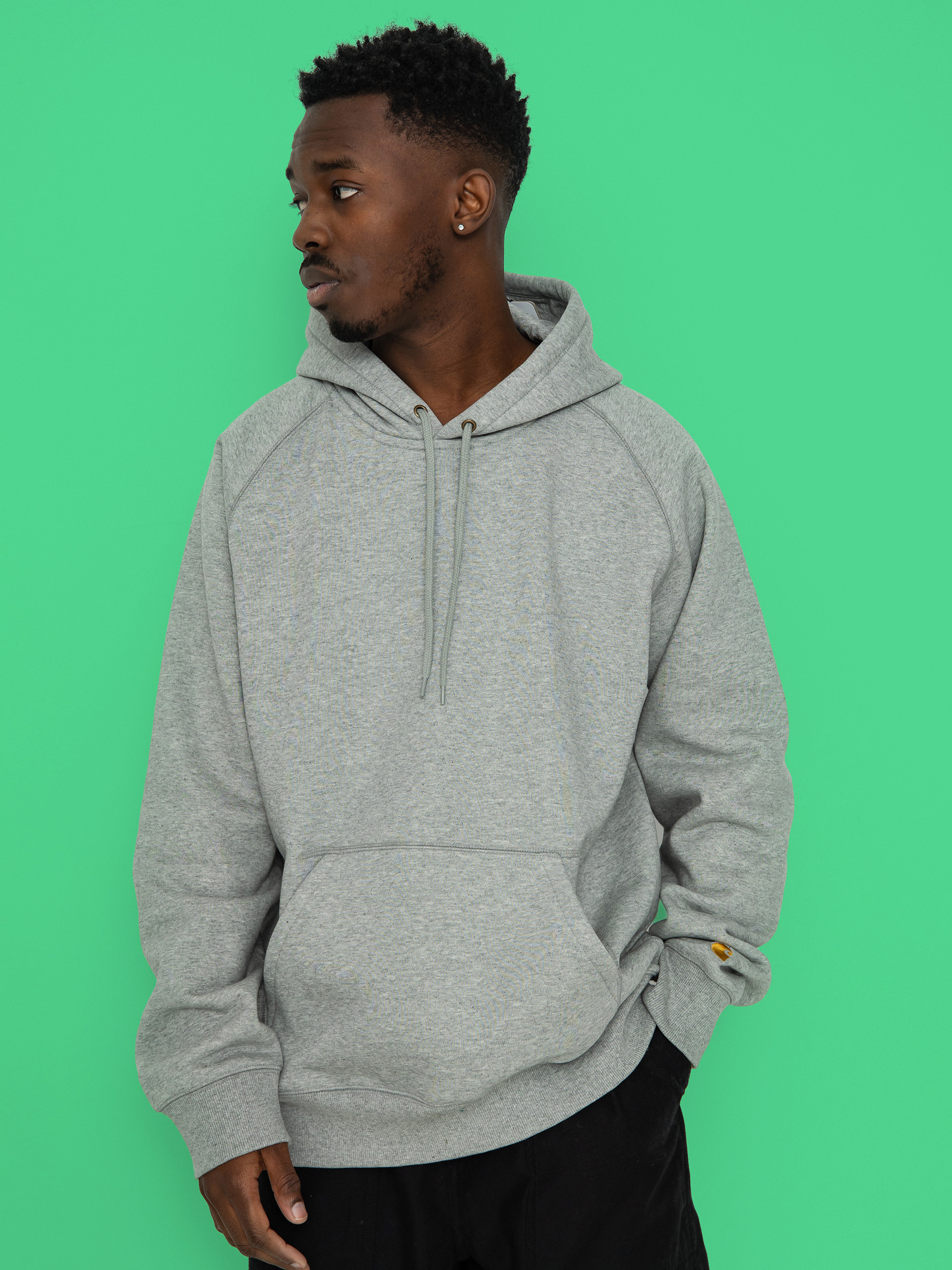 Mikina s kapucňou Carhartt WIP Chase HD (grey heather/gold)