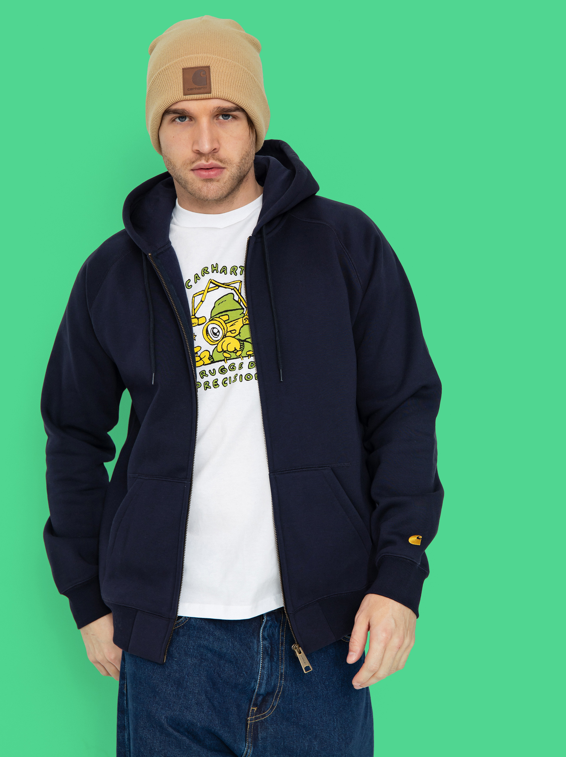 Mikina s kapucu0148ou Carhartt WIP Chase ZHD (dark navy/gold)