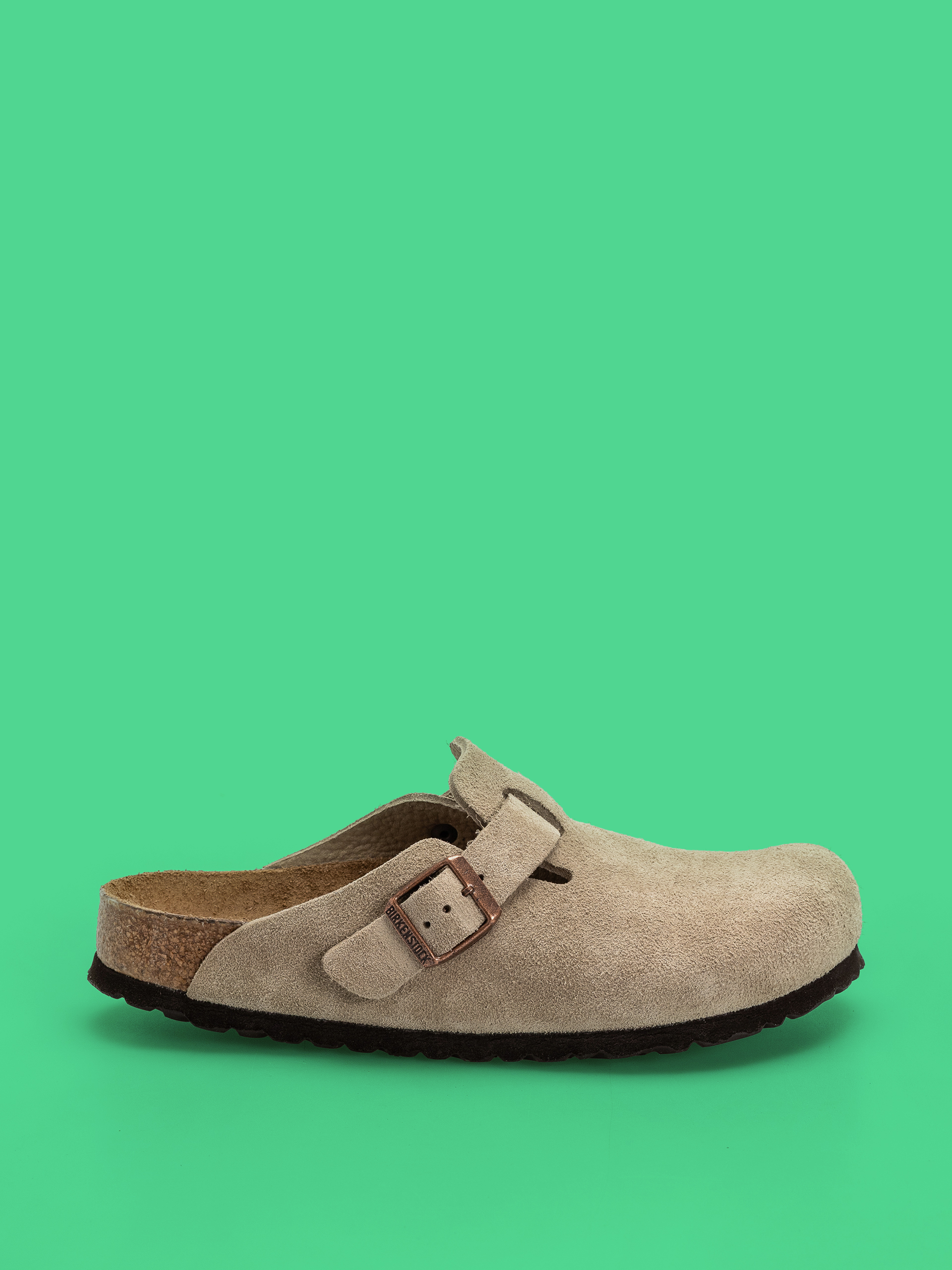 Šľapky Birkenstock Boston Soft Footbed Suede Leather Regular (taupe)