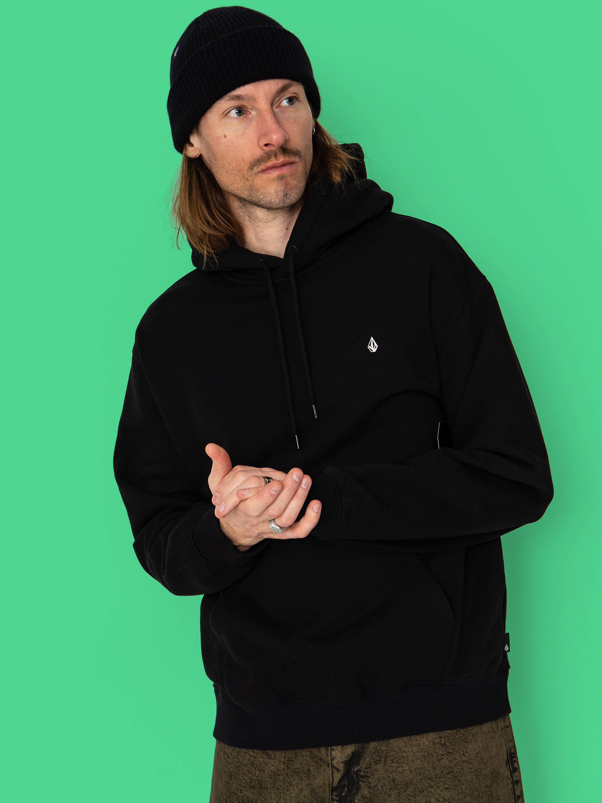 Mikina s kapucňou Volcom Single Stone HD (black)