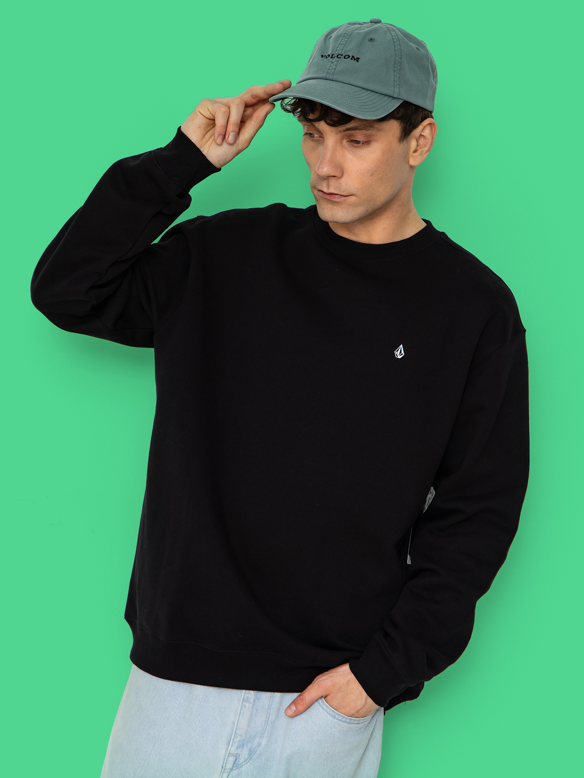 Mikina Volcom Single Stone Crew (black)