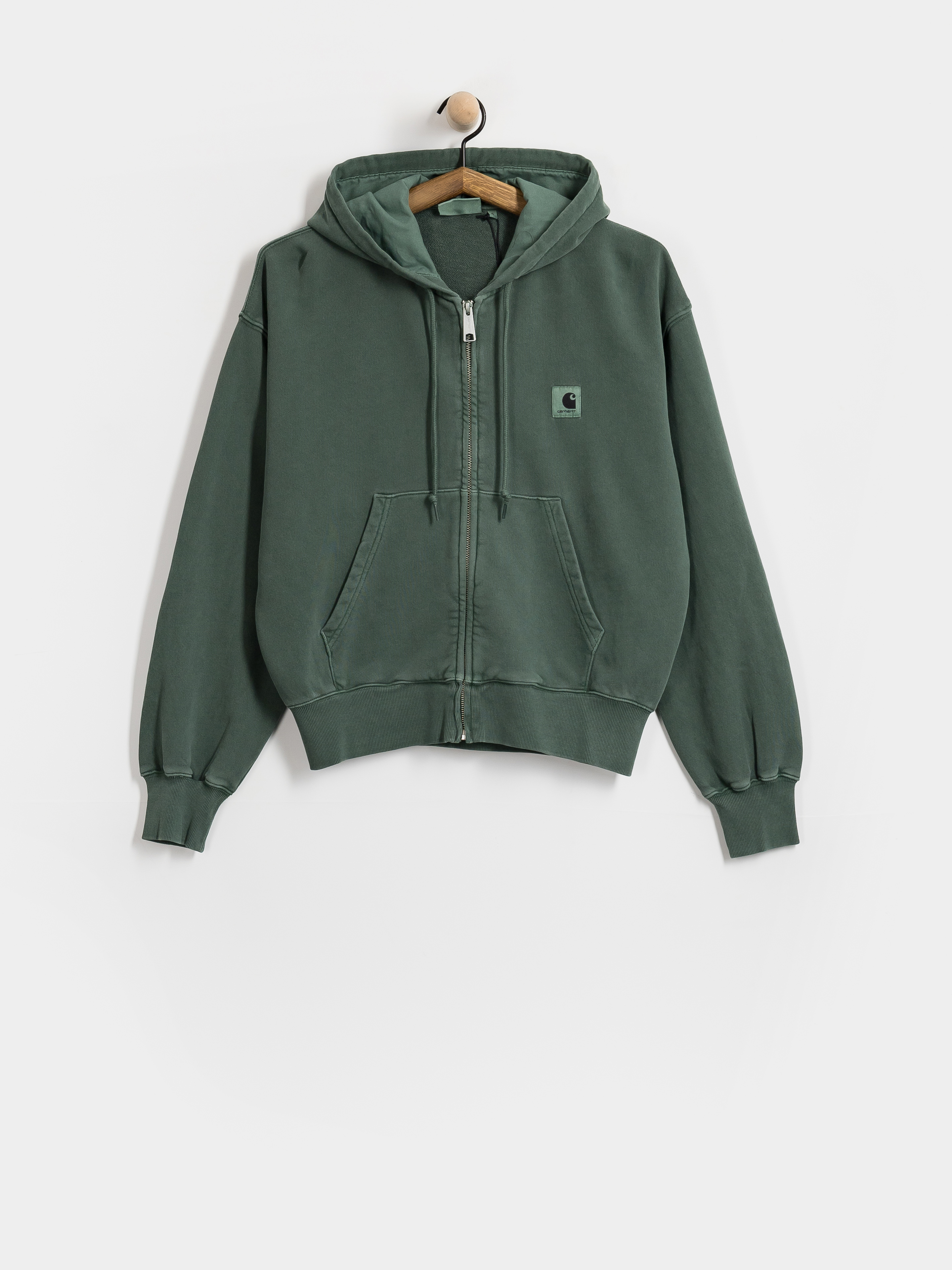 Mikina s kapucu0148ou Carhartt WIP Nelson ZHD Wmn (dark scarab/garment dyed)