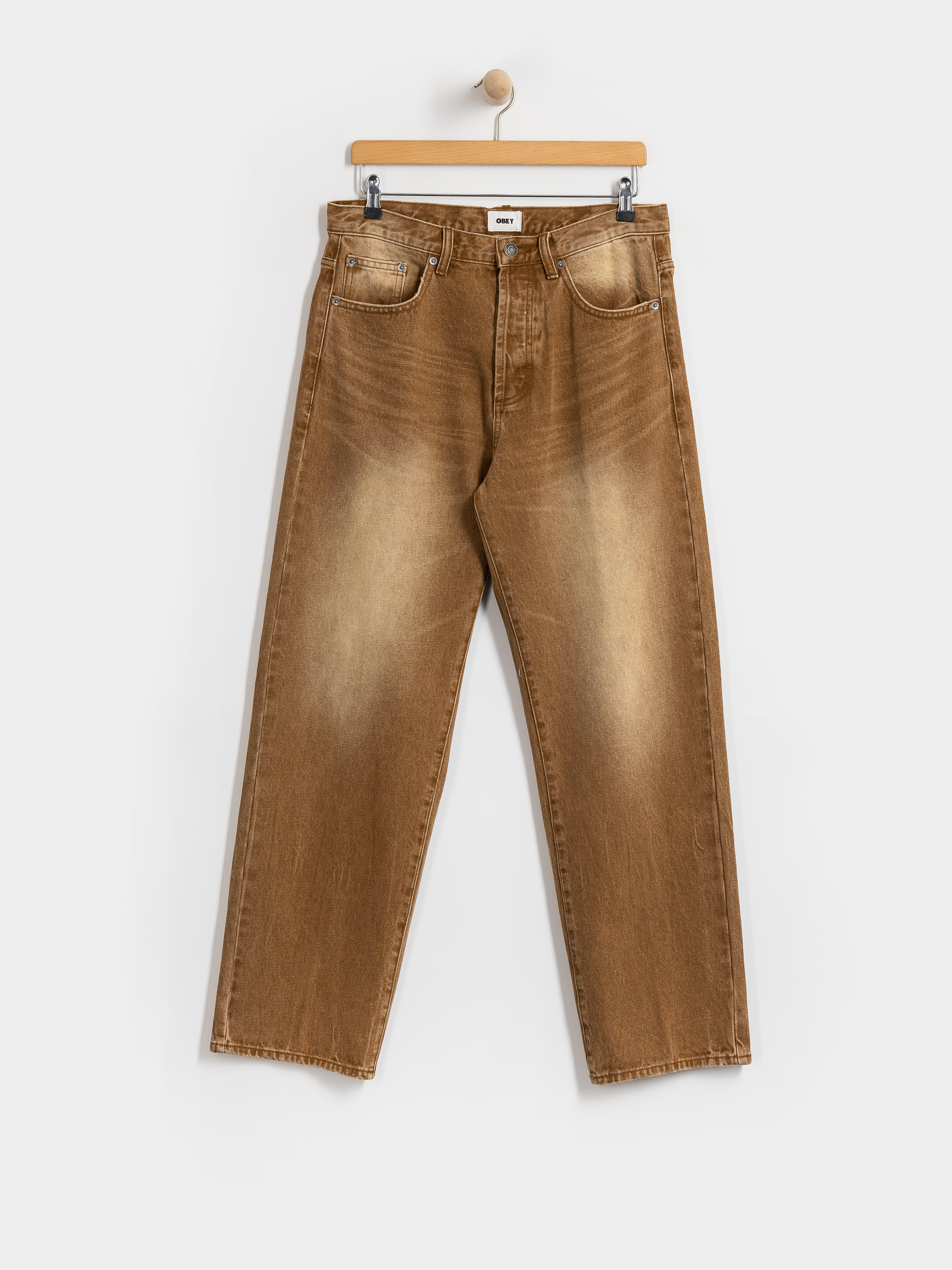 Nohavice OBEY Boxcar Straight Denim (archive brown)