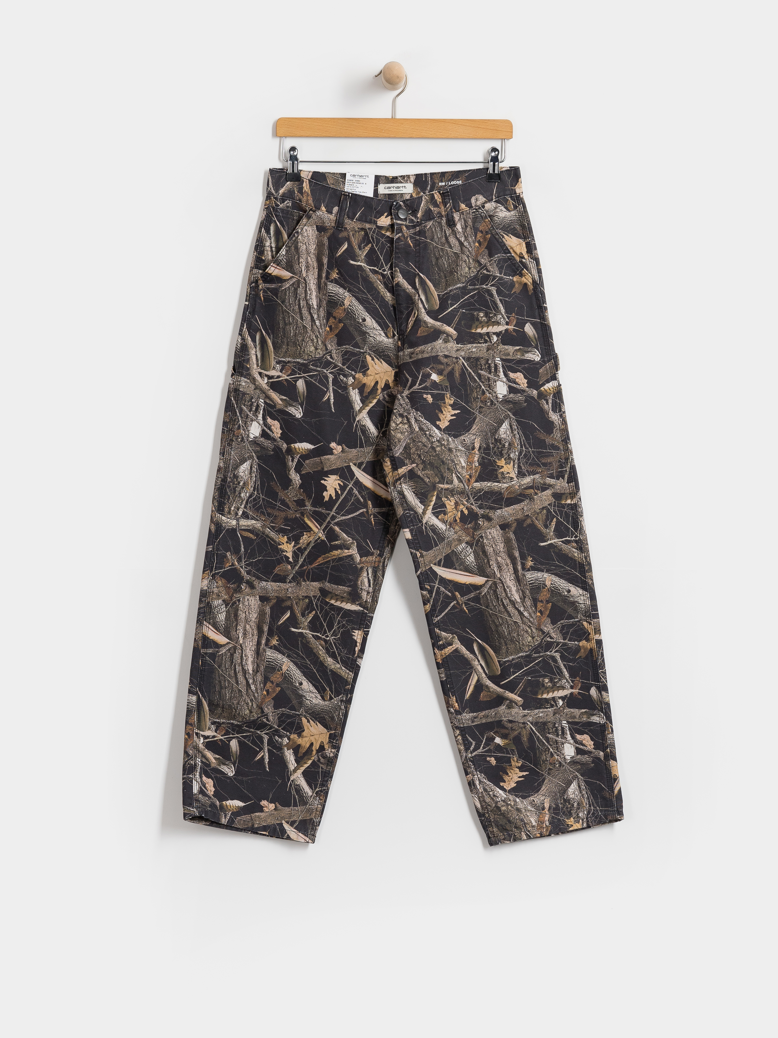 Nohavice Carhartt WIP Brandon Single Knee Wmn (camo feather tree black/heavy stone wash)