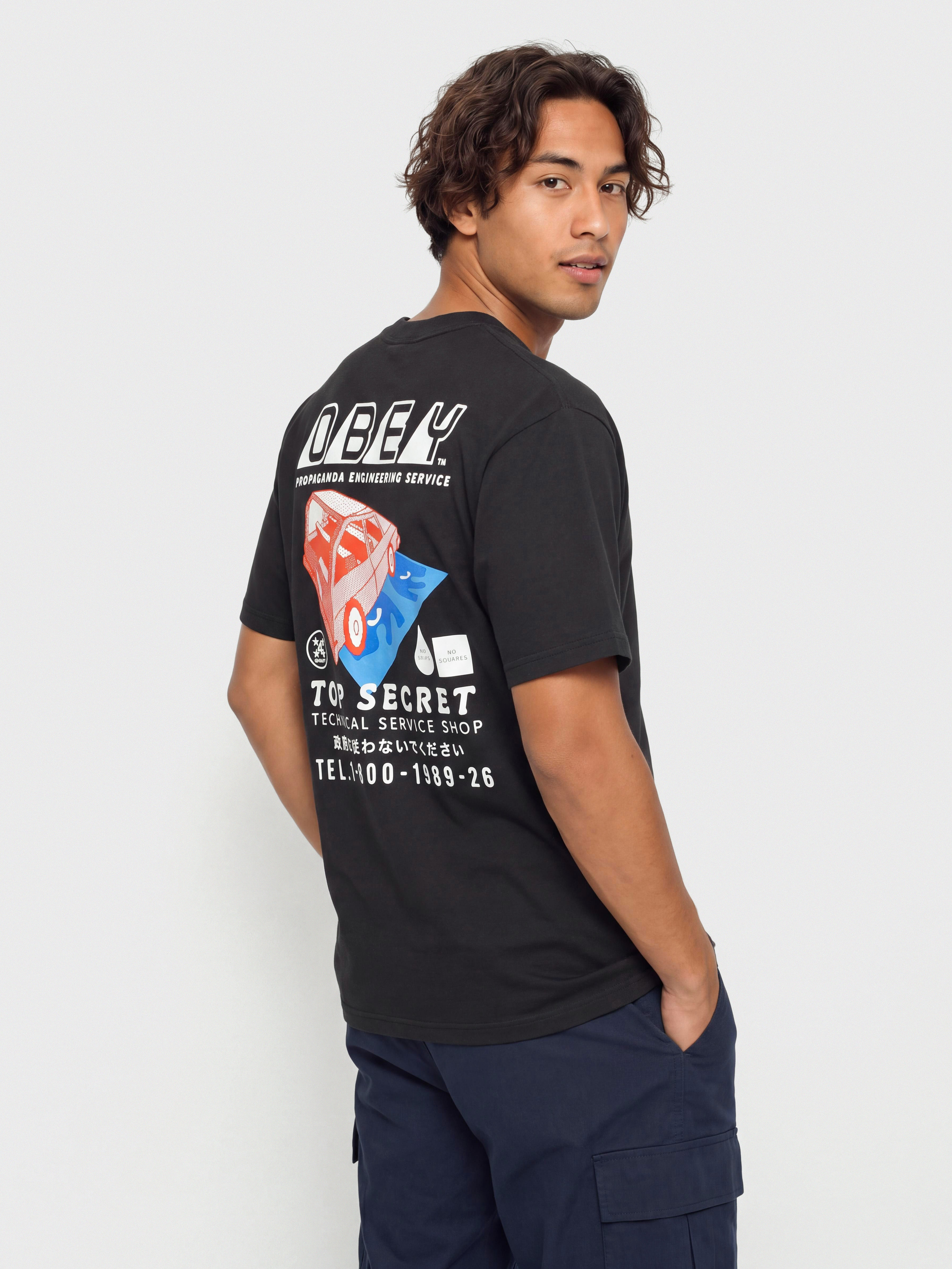 Tričko OBEY Top Secret (vintage black)