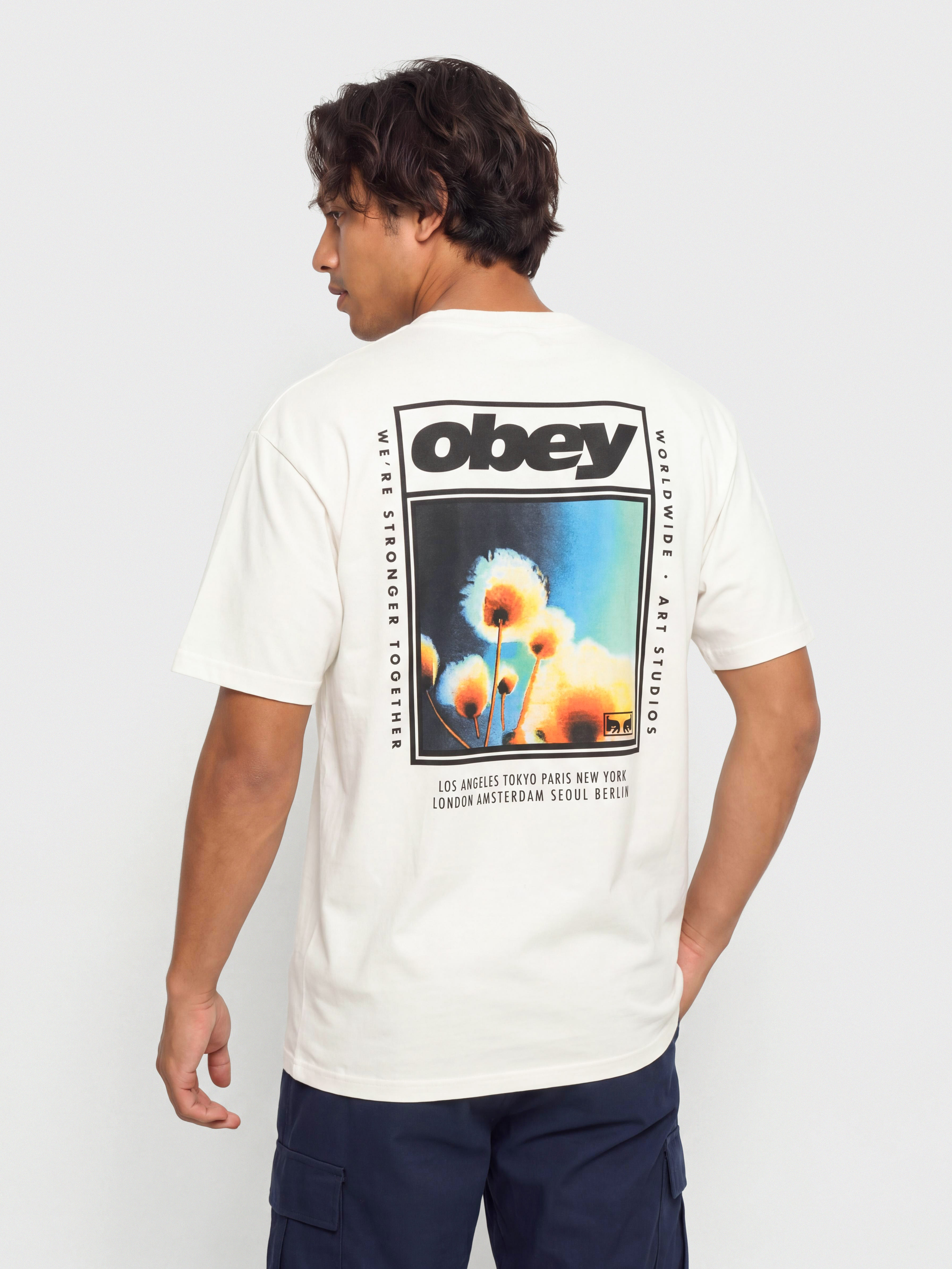 Tričko OBEY Stronger Together (vintage white)