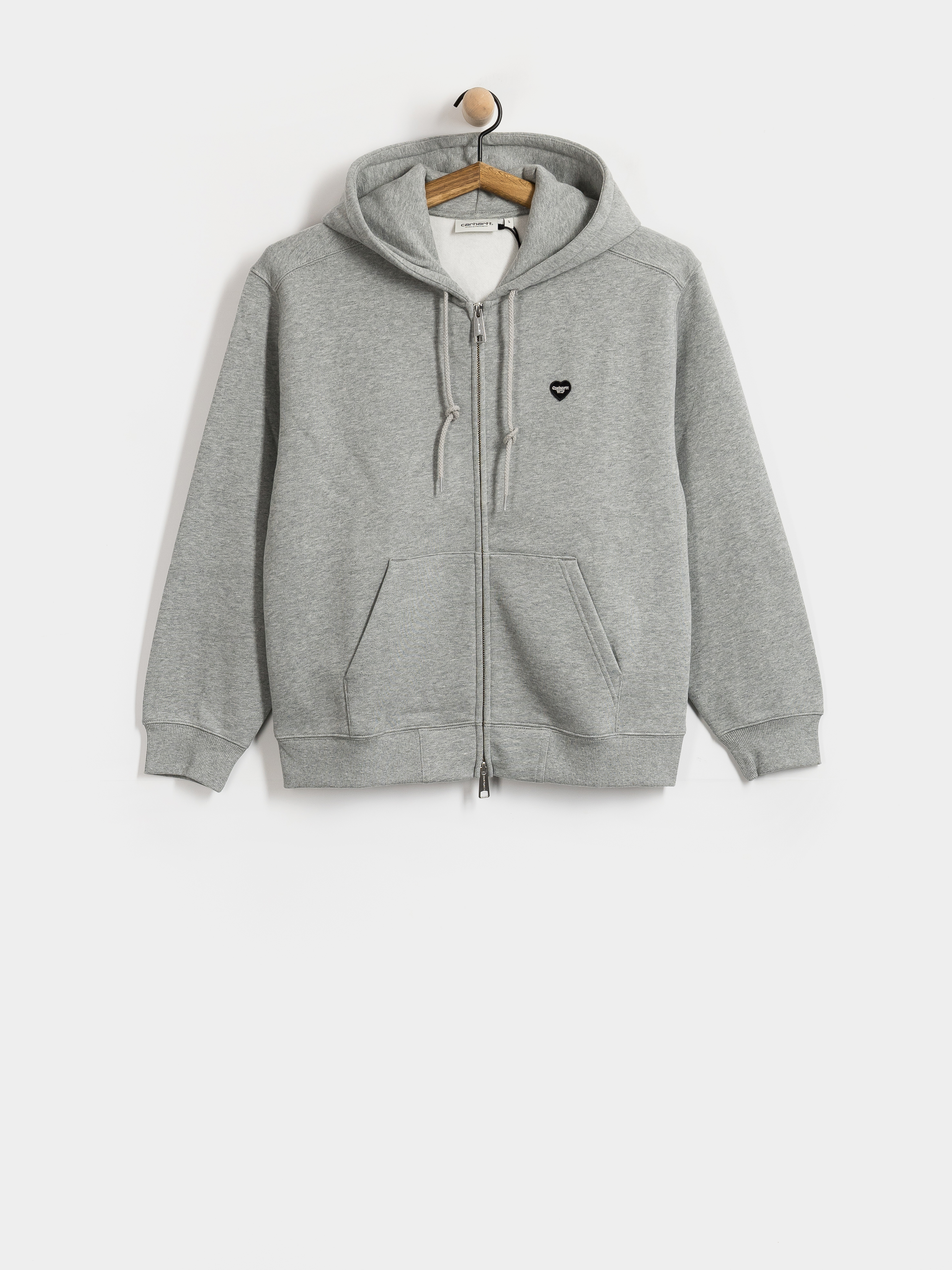 Mikina s kapucňou Carhartt WIP Small Heart Patch ZHD Wmn (grey heather/black)