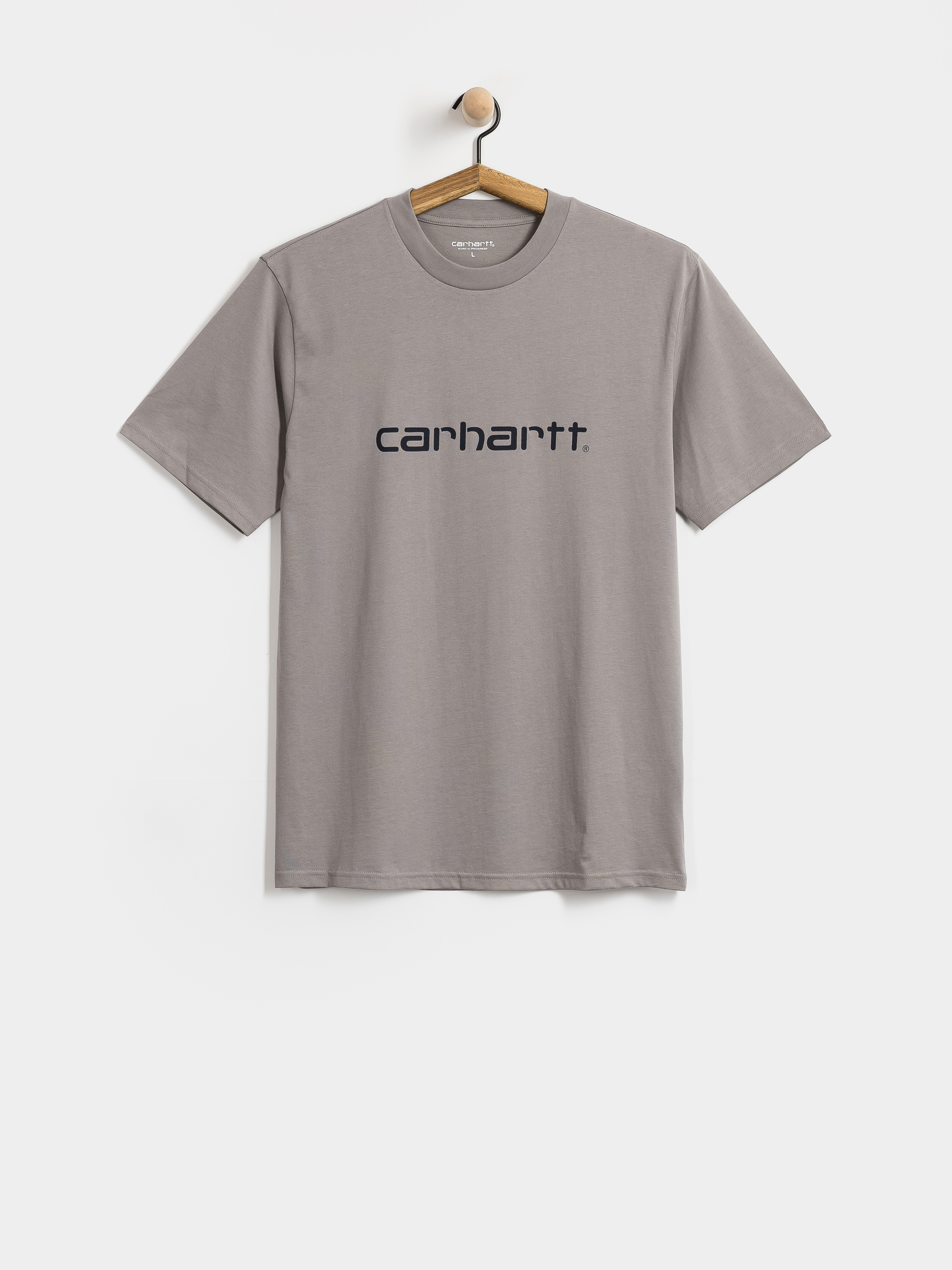 Tričko Carhartt WIP Script (shady grey/dark navy)