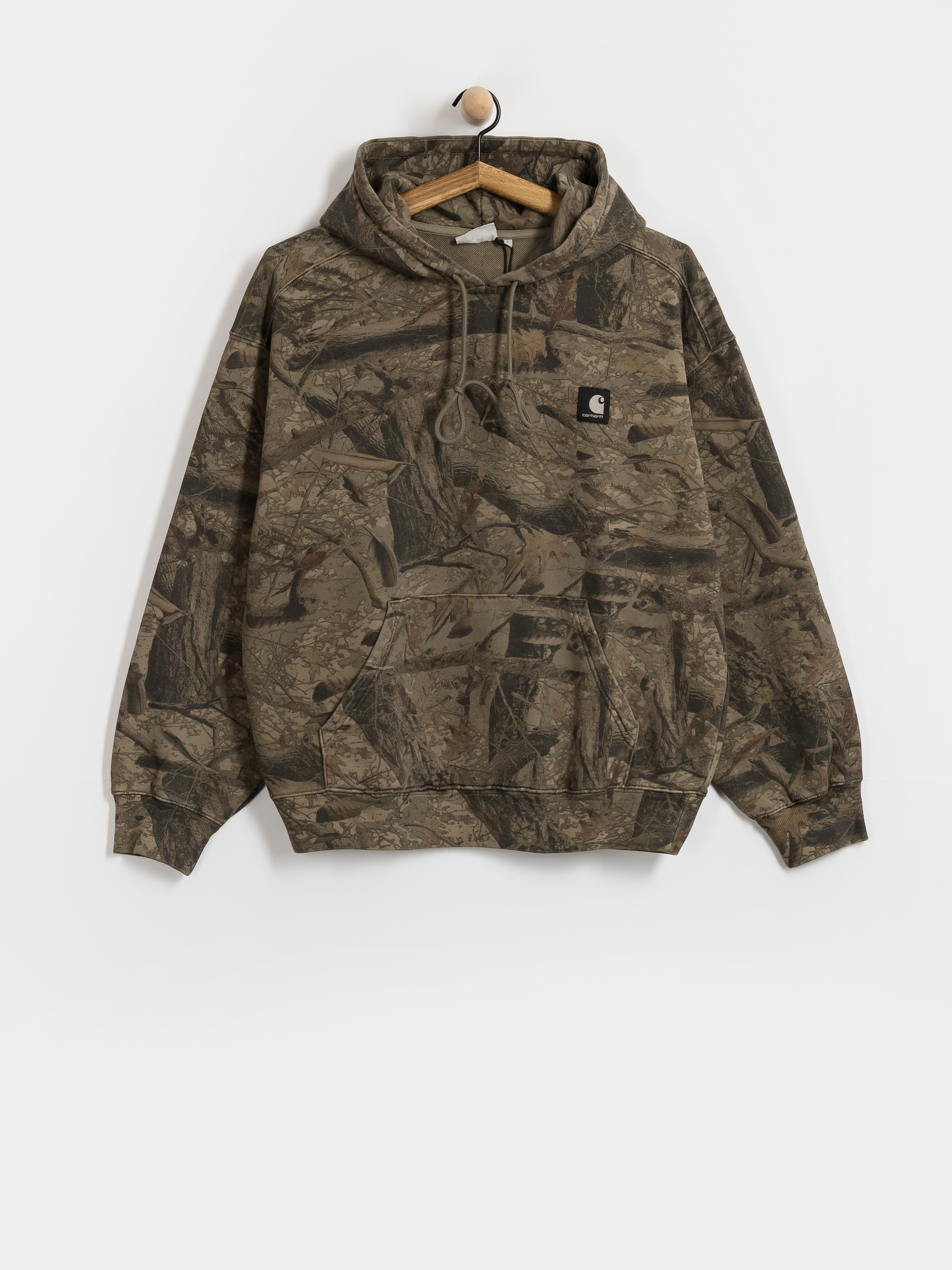Mikina s kapucňou Carhartt WIP Feather Tree HD (camo feather tree khaki/shungite/garment dyed)